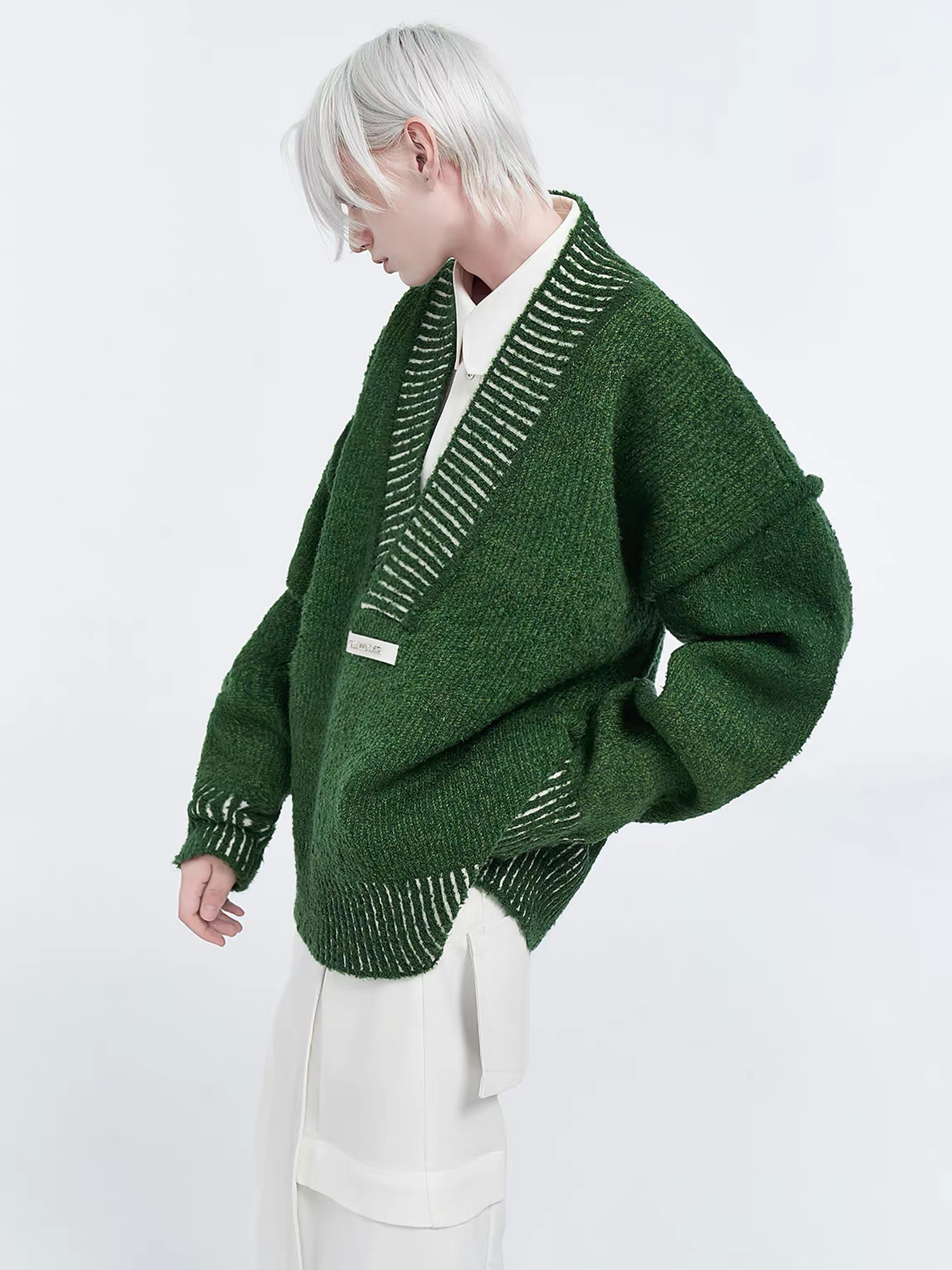 TIWILLTANG Retro Oversized V-Neck Sweater, premium urban and streetwear designers apparel on PROJECTISR.com, TIWILLTANG