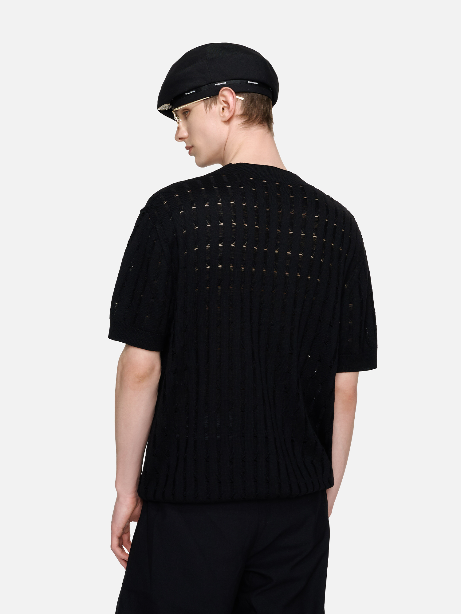 TIWILLTANG Essential Openwork Knitted T Shirt