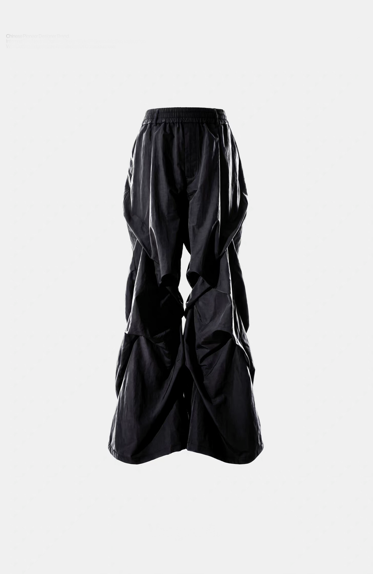 VANGUARDIA Crinkled Wide-Leg Nylon Flared Cargo Pants