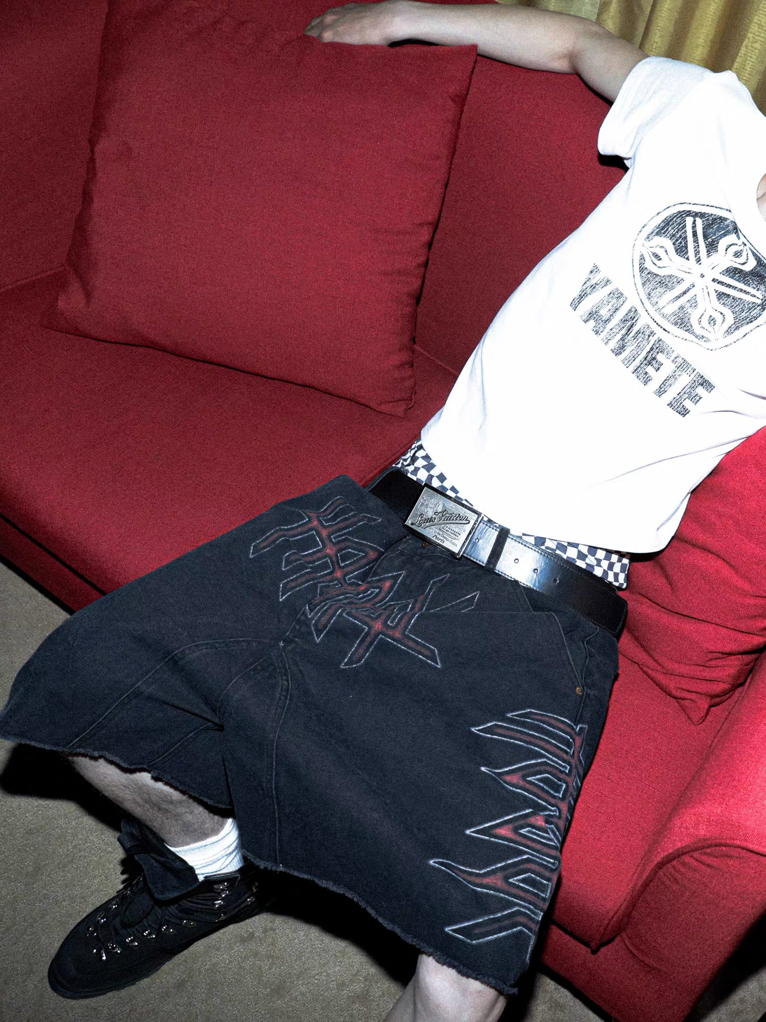 PCCVISION Washed Distressed Graphic Denim Shorts, premium urban and streetwear designers apparel on PROJECTISR.com, PCCVISION