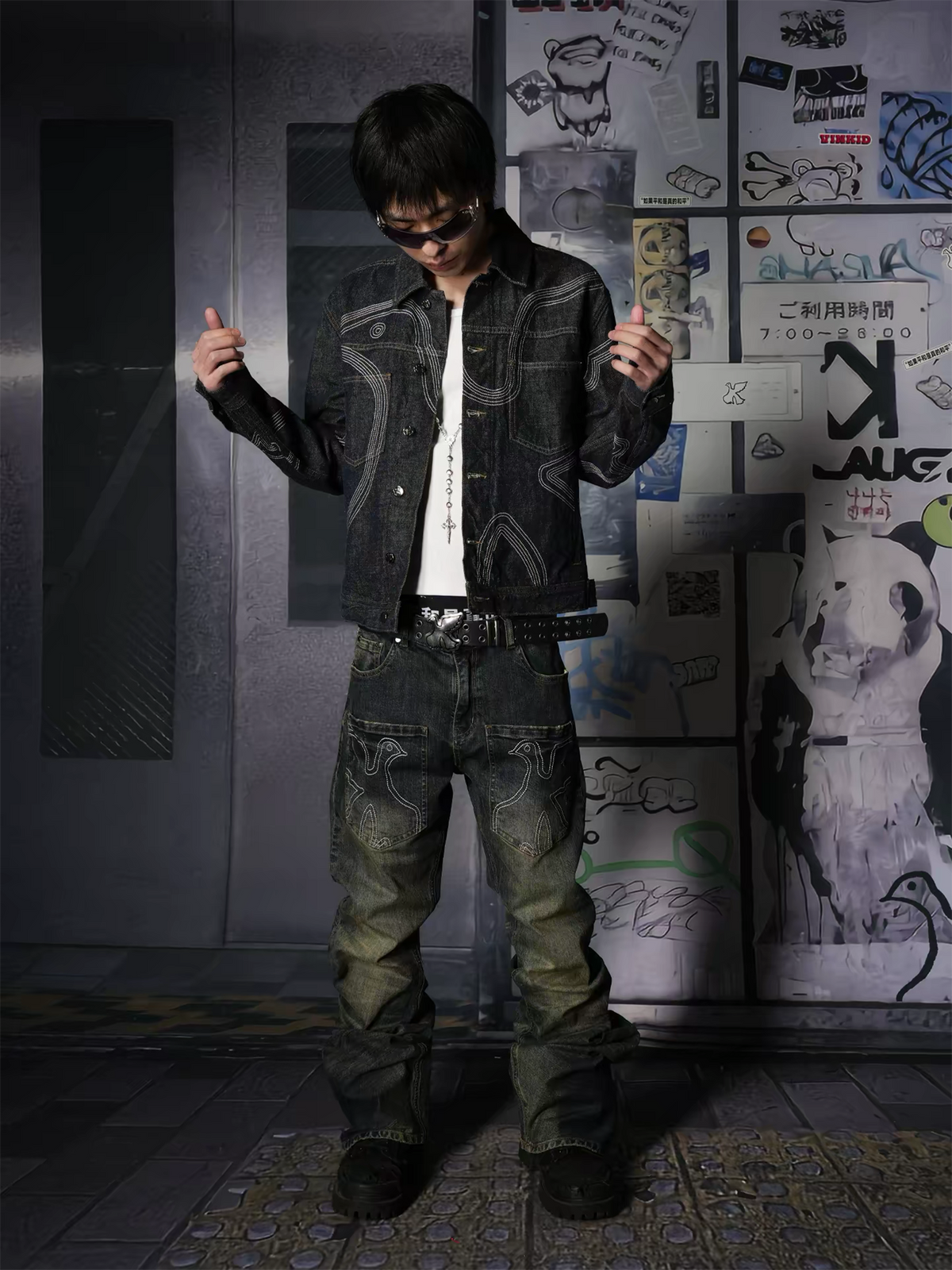 VINKID Raw Denim Paneled Lapel Jacket, premium urban and streetwear designers apparel on PROJECTISR.com, VINKID