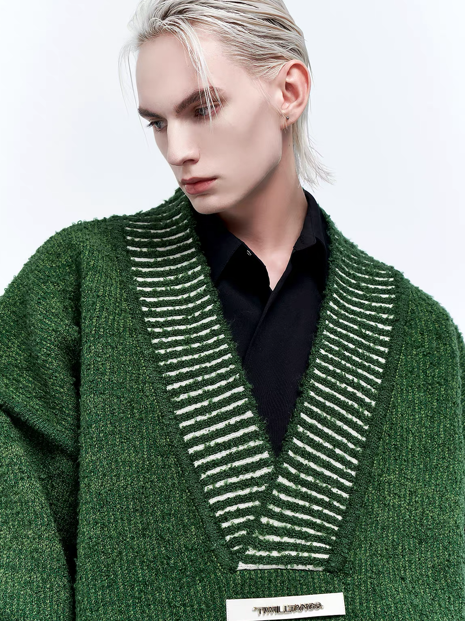 TIWILLTANG Retro Oversized V-Neck Sweater, premium urban and streetwear designers apparel on PROJECTISR.com, TIWILLTANG