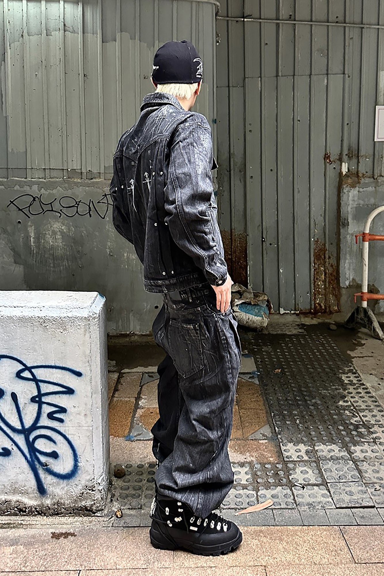 RECOVER ZONE Double Sword Waxed Faded Wash Denim Jacket, premium urban and streetwear designers apparel on PROJECTISR.com, RECOVER ZONE