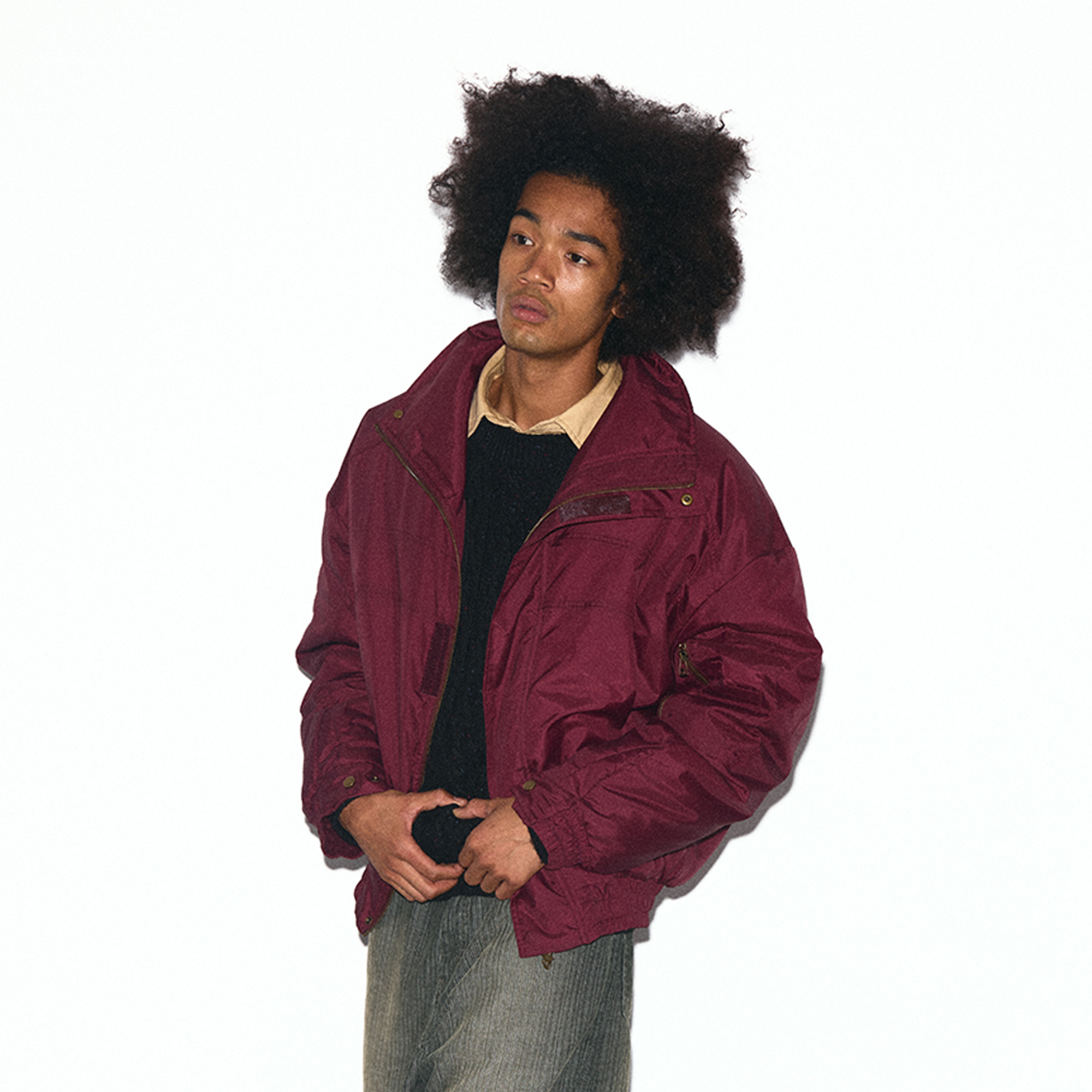 TRECLUB Modern High-Neck Cropped Down Jacket