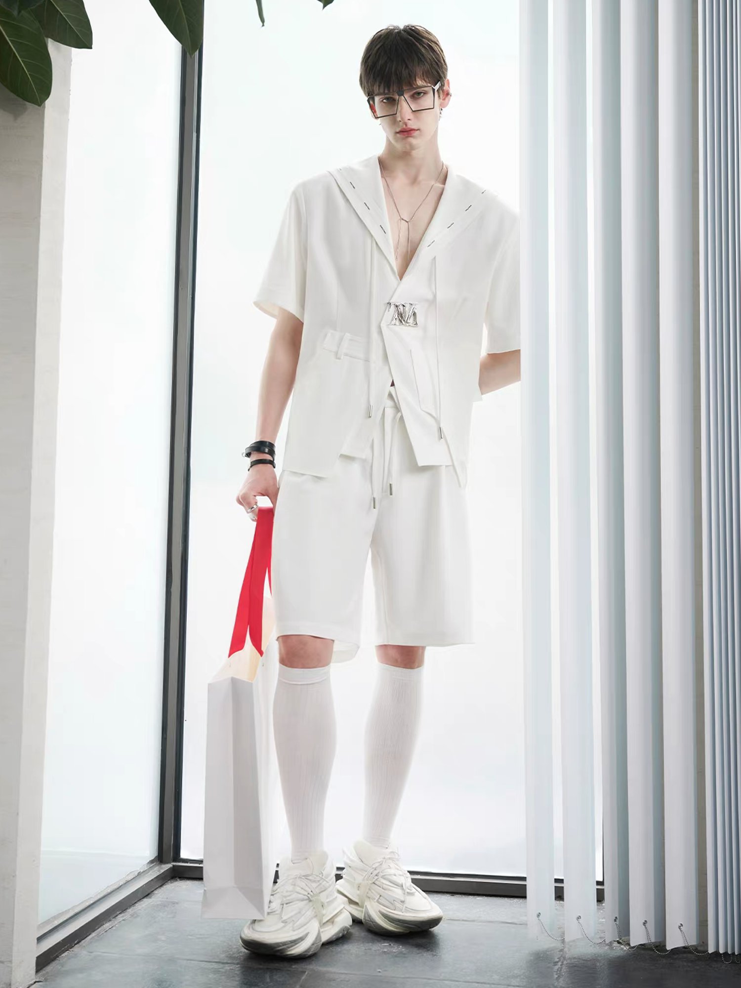 TIWILLTANG Minimal Sailor Collar Shirt