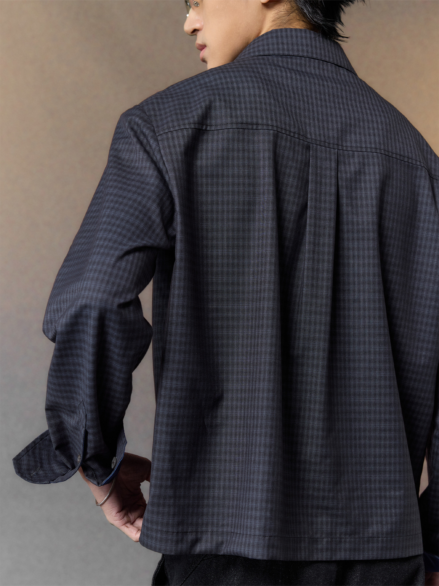 ALVNG AR ANTS Gloss Contrast Trim Check Shirt, premium urban and streetwear designers apparel on PROJECTISR.com, ALVNG AR ANTS