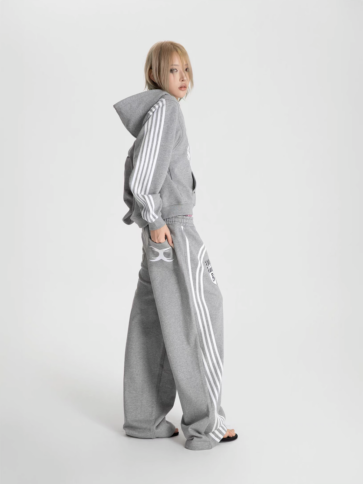 SEXXDEVIL Plaid Double-Waistband Striped Sweatpants