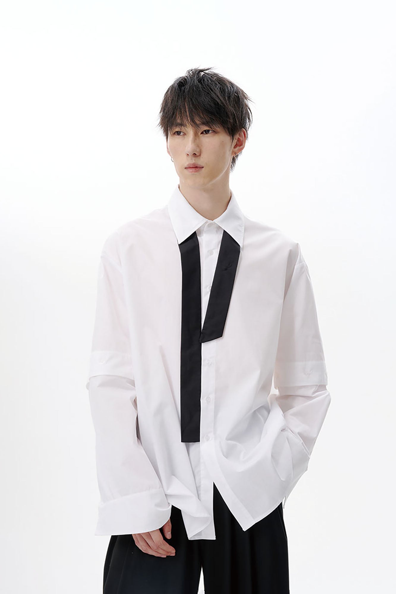 TUIMU Cross Tie Detachable Sleeve Shirt, premium urban and streetwear designers apparel on PROJECTISR.com, TUIMU