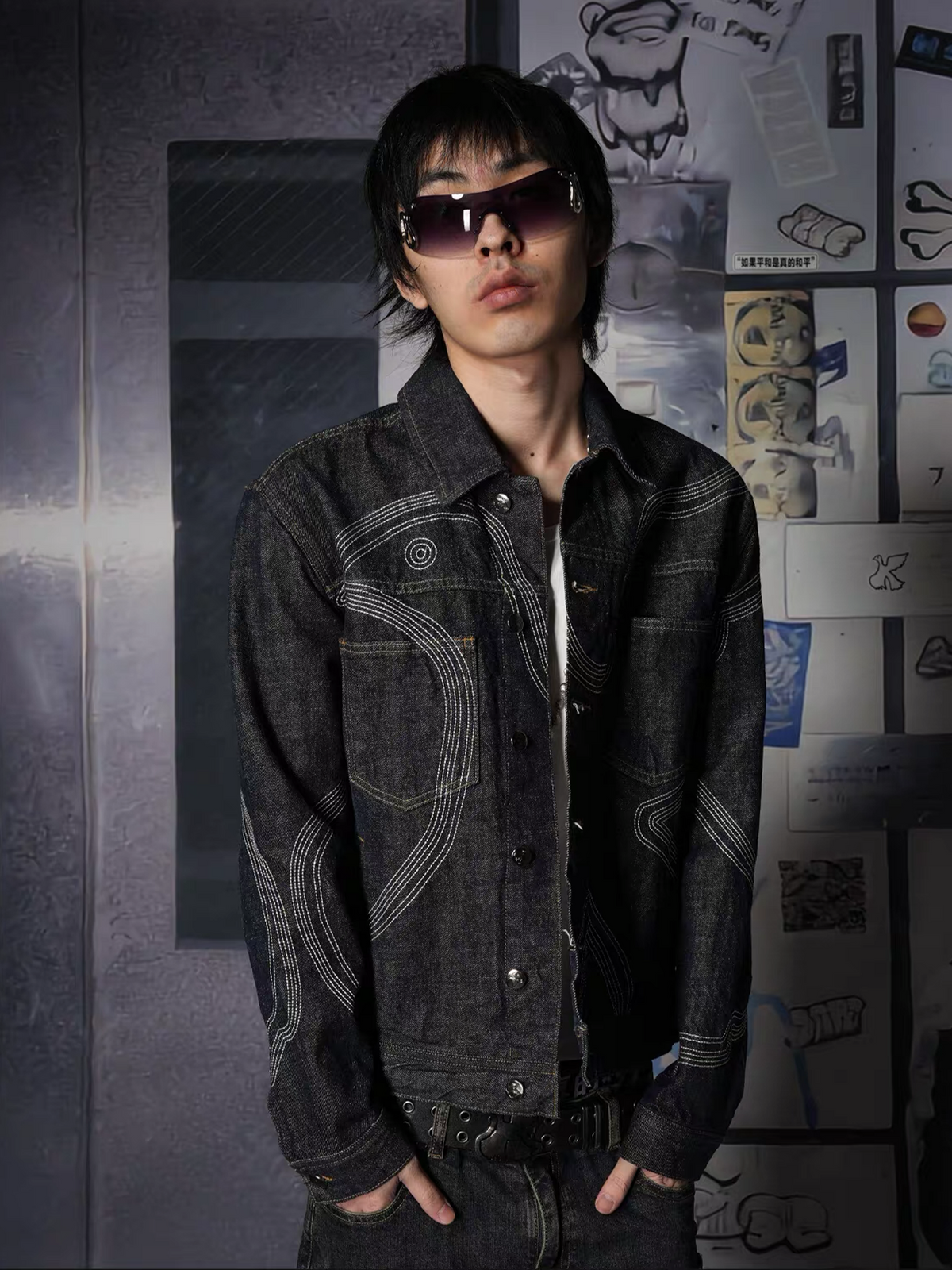 VINKID Raw Denim Paneled Lapel Jacket, premium urban and streetwear designers apparel on PROJECTISR.com, VINKID