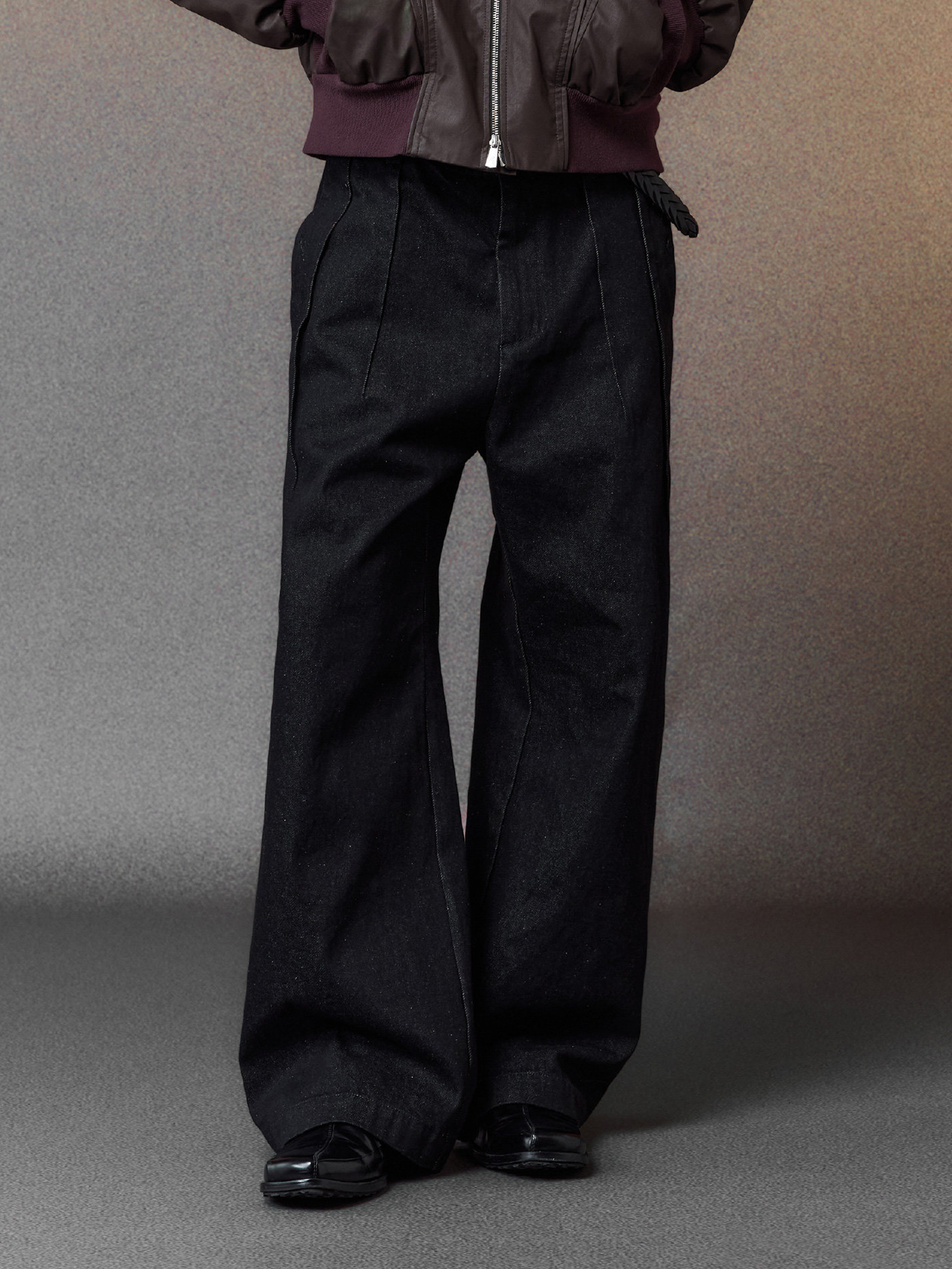 ALVNG AR ANTS Pleated Straight-Leg Denim Trousers, premium urban and streetwear designers apparel on PROJECTISR.com, ALVNG AR ANTS