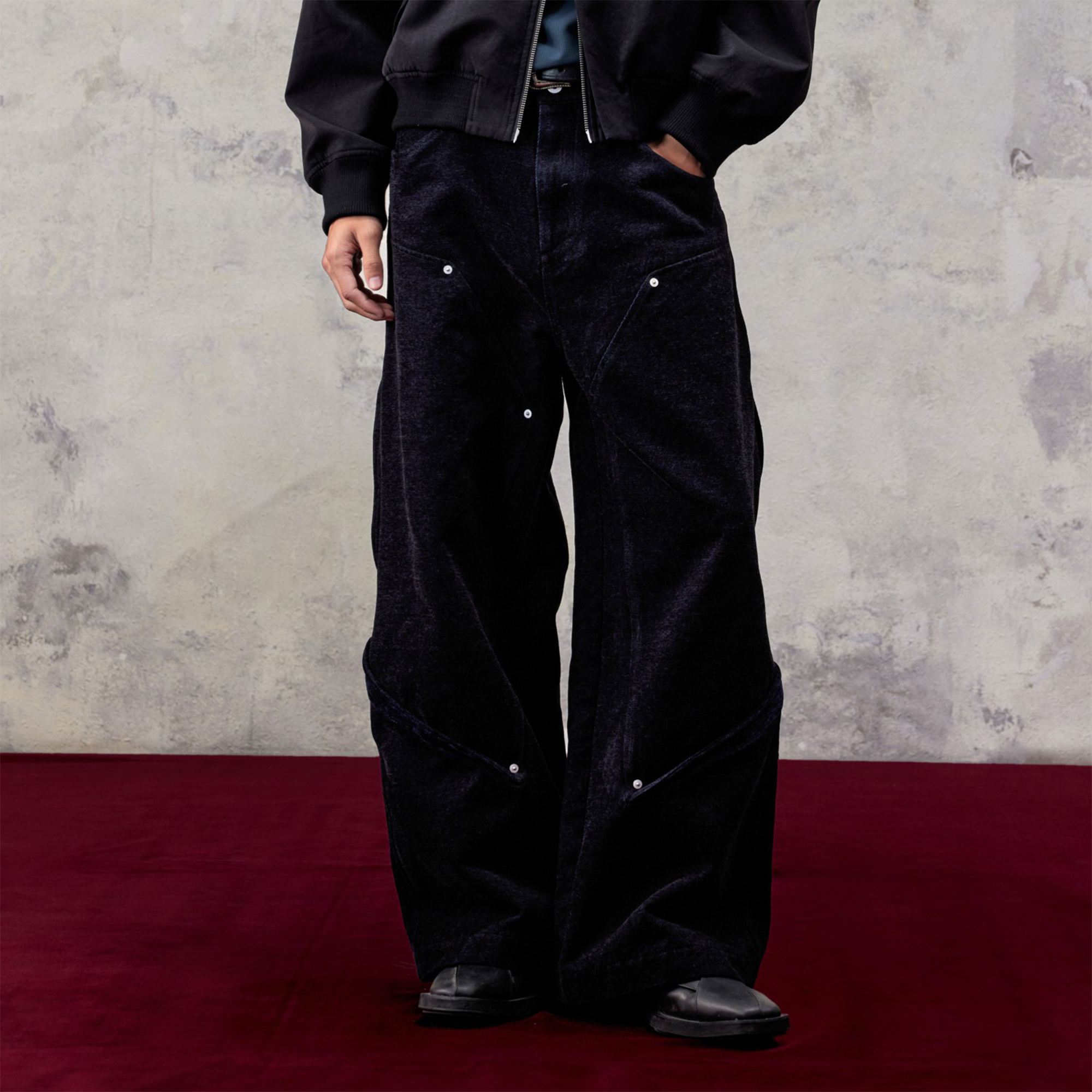 ALVNG AR ANTS Flocked Double-Knee Denim Pants