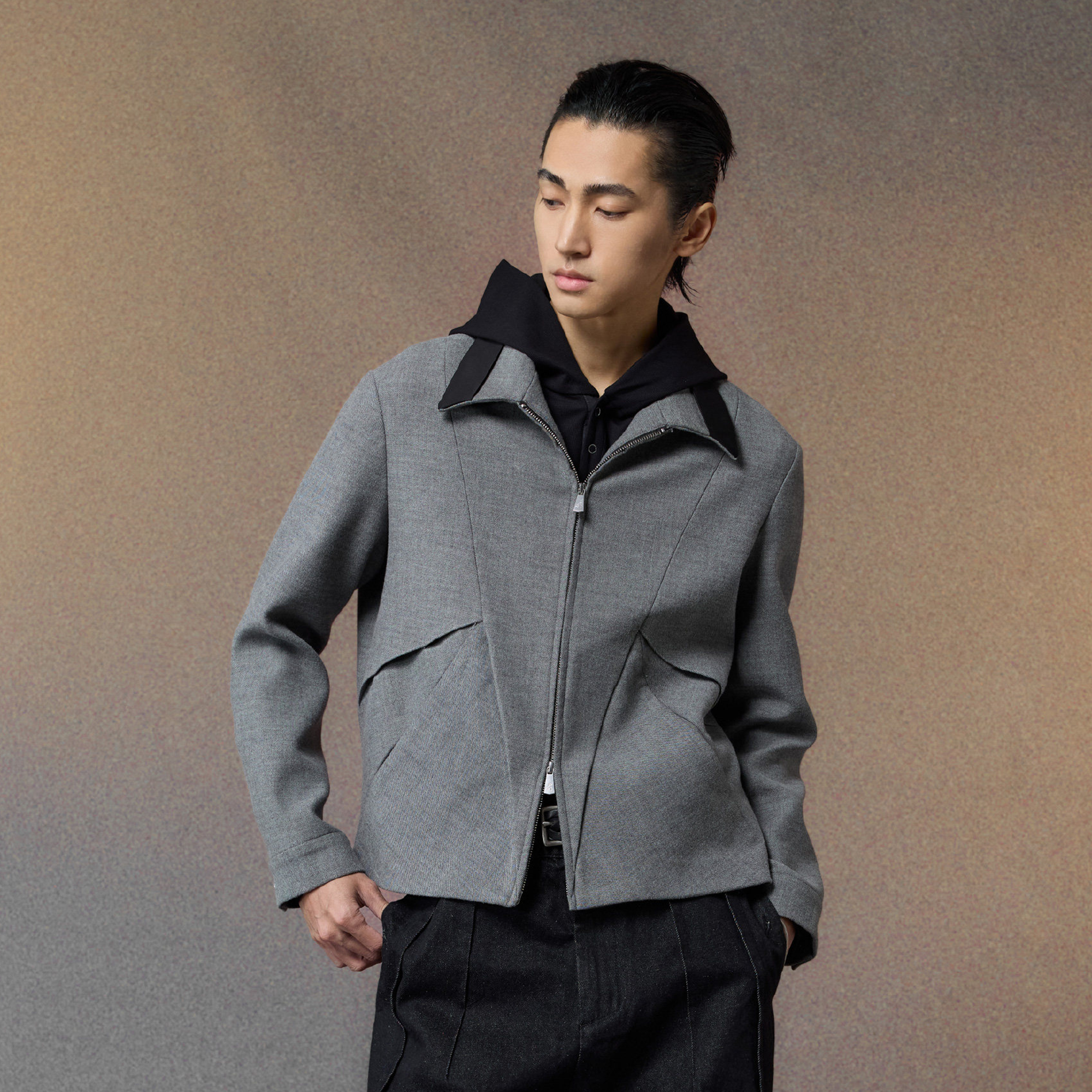 ALVNG AR ANTS Essential Contrast Collar Wool-Blend Jacket, premium urban and streetwear designers apparel on PROJECTISR.com, ALVNG AR ANTS