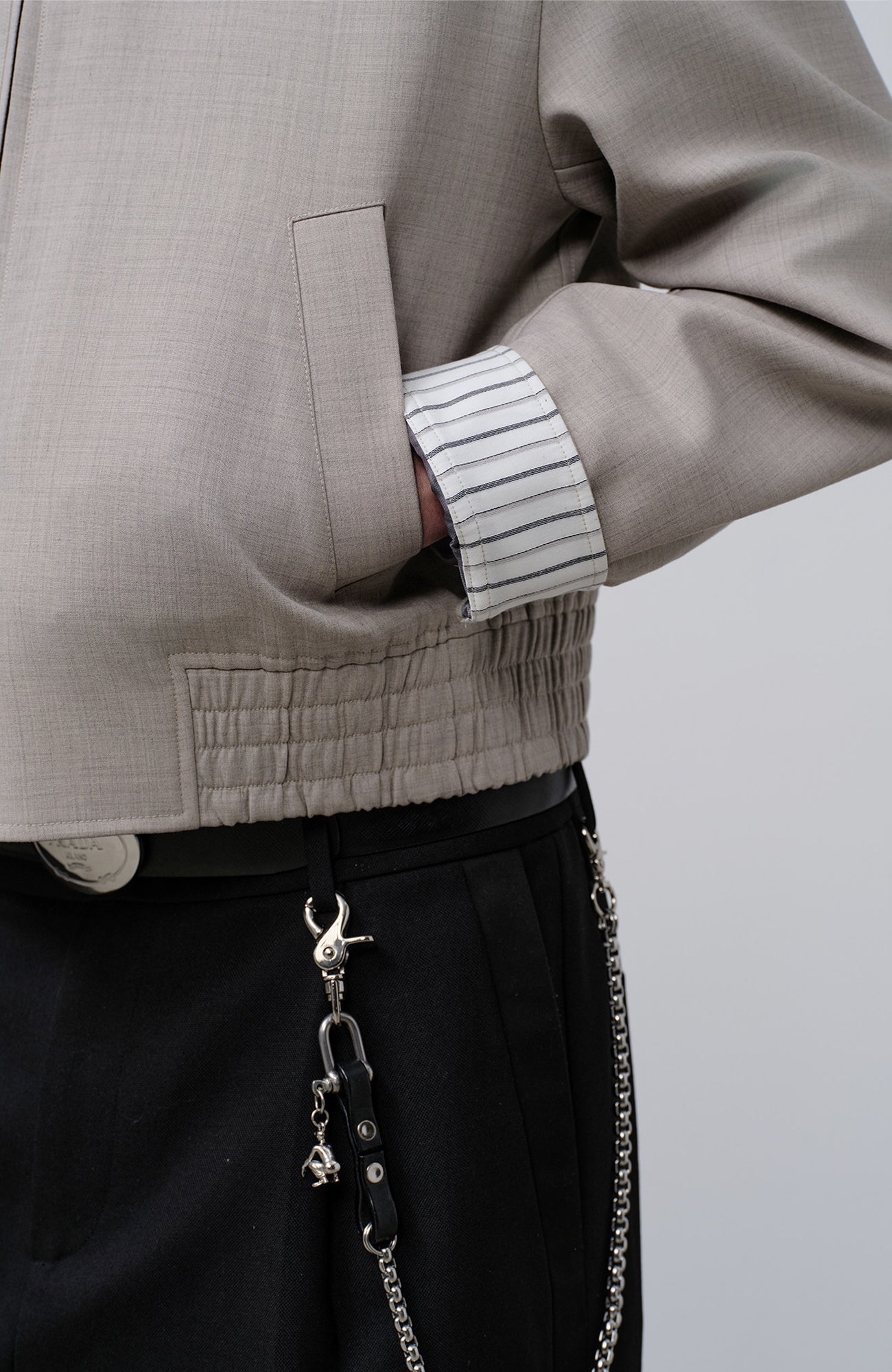 FACEONLAB Cropped Harrington Zip Jacket Gray, premium urban and streetwear designers apparel on PROJECTISR.com, FACEONLAB