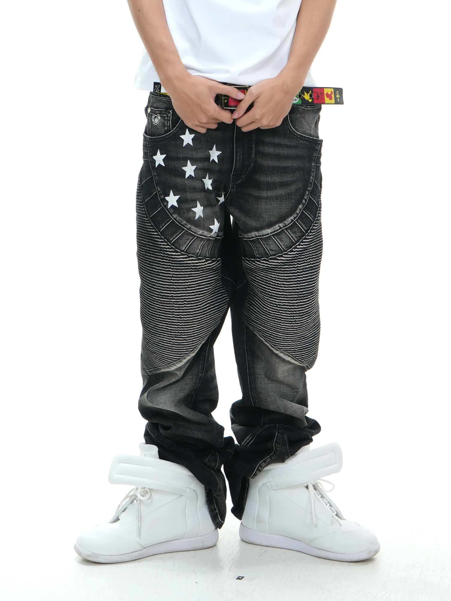 VINKID Star Paneled Moto Jeans