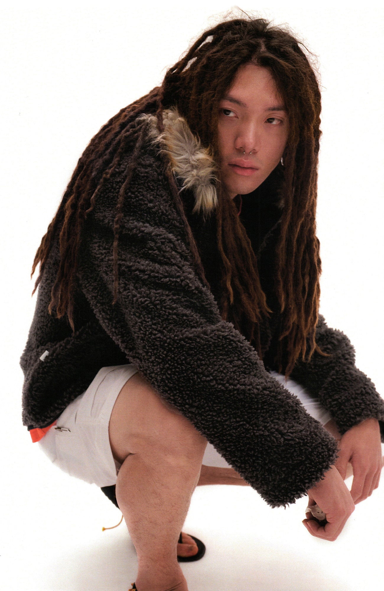 URBAN+FOREST Faux Fur Trim Sherpa Wool-Blend Hooded Jacket