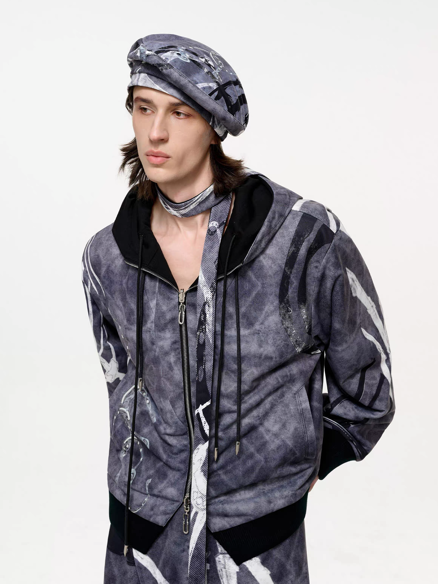 TIWILLTANG Abstract Reversible Graphic Beret