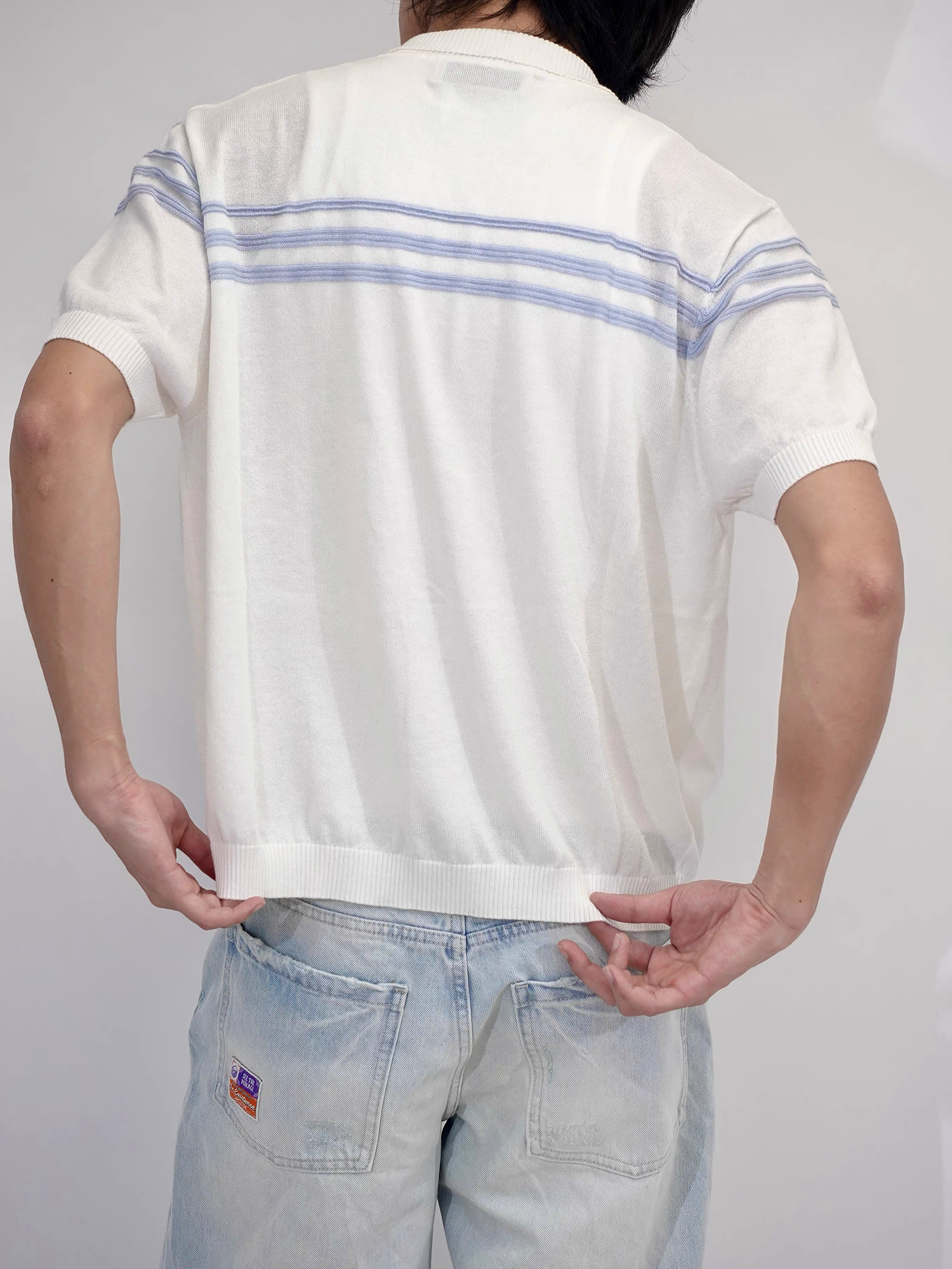 IN EXISTENCE Jacquard-Trim Wool-Blend Knit Half Shirt, premium urban and streetwear designers apparel on PROJECTISR.com, IN EXISTENCE