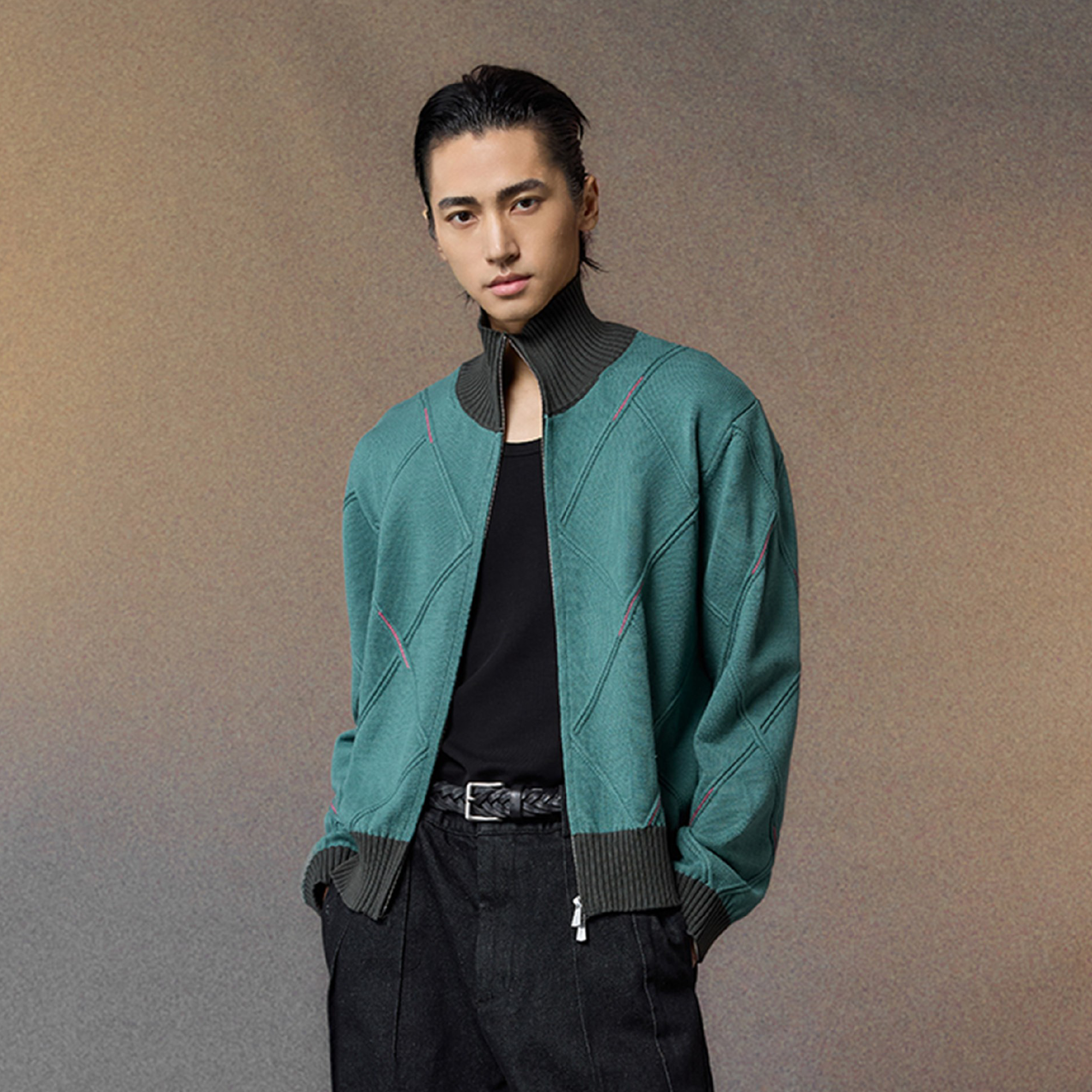 ALVNG AR ANTS Geometric Stitch Zip-Up Sweater, premium urban and streetwear designers apparel on PROJECTISR.com, ALVNG AR ANTS