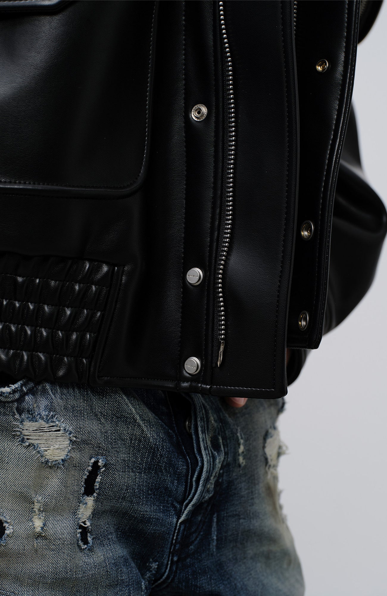 FACEONLAB Arm-Patched Bomber Oversized Jacket