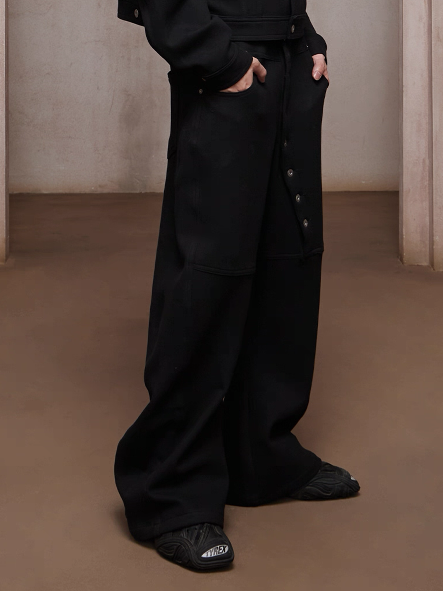 DND4DES Asym Buttoned Wool-Blend Oversized Pants