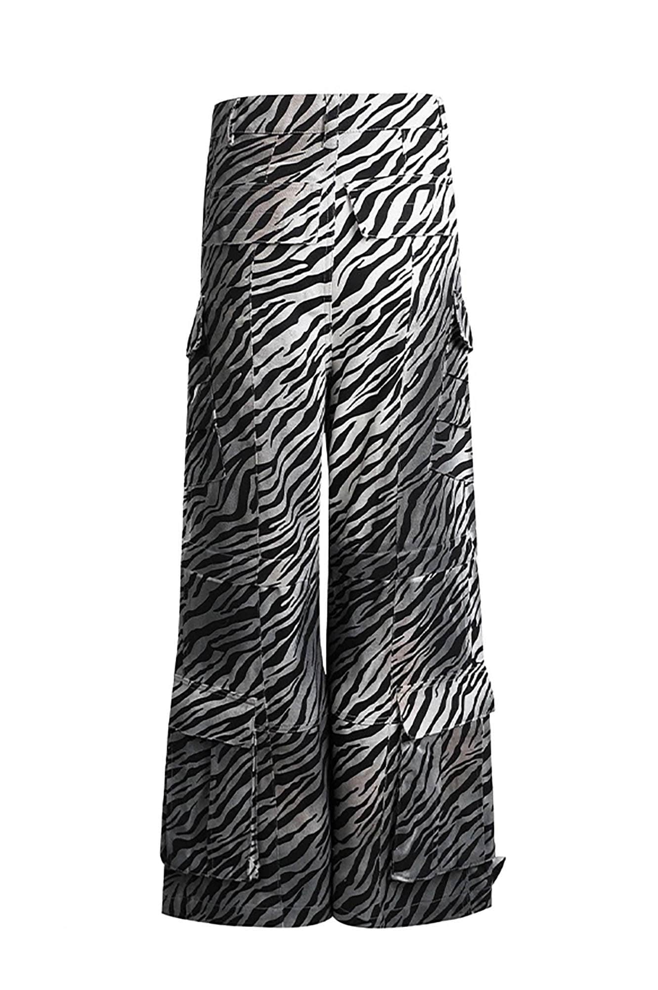 DND4DESxFaychui Zebra Drawstring Pleated Wide-Leg Pants