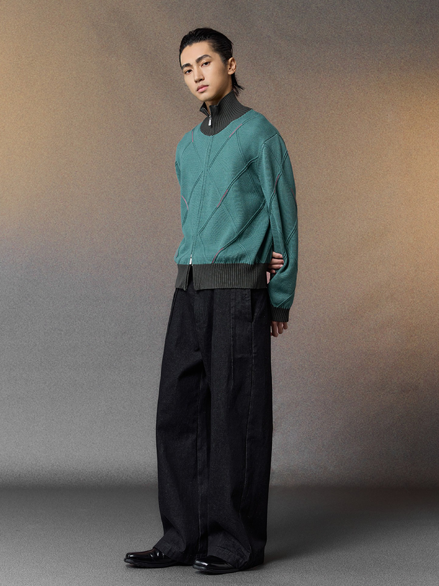 ALVNG AR ANTS Geometric Stitch Zip-Up Sweater, premium urban and streetwear designers apparel on PROJECTISR.com, ALVNG AR ANTS