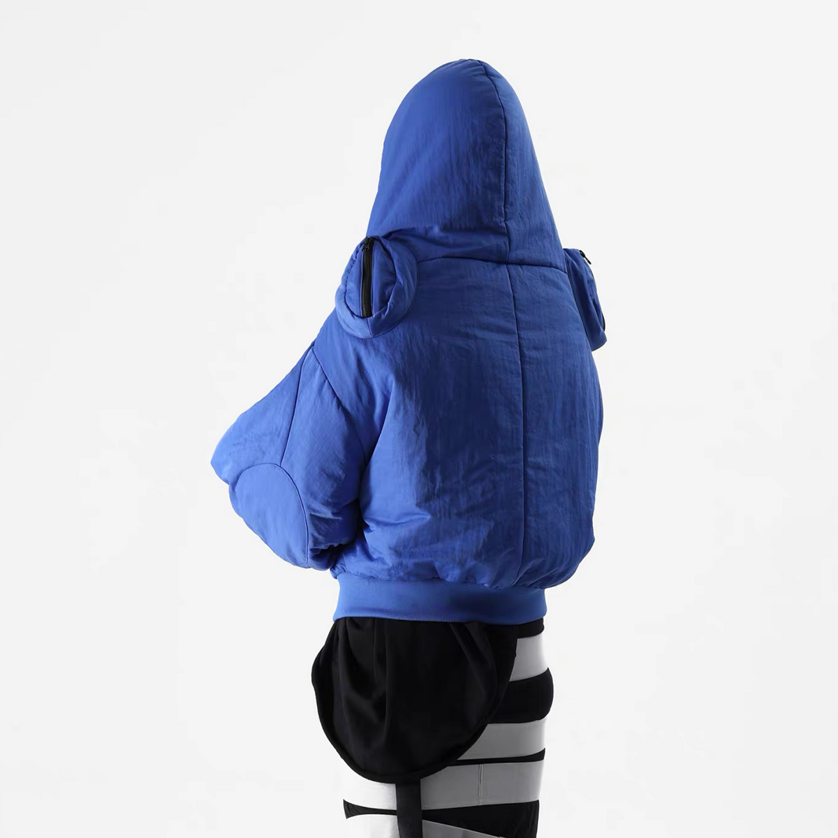 VANGUARDIA Multi-Pocket Hooded Nylon Puffer Jacket