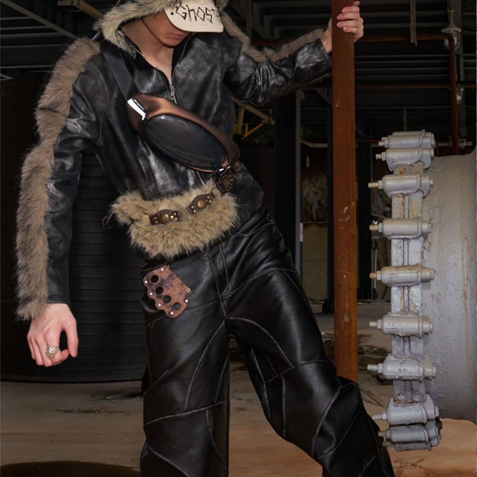 RECOVER ZONE Faux Fur Trimmed Distressed Hooded Jacket