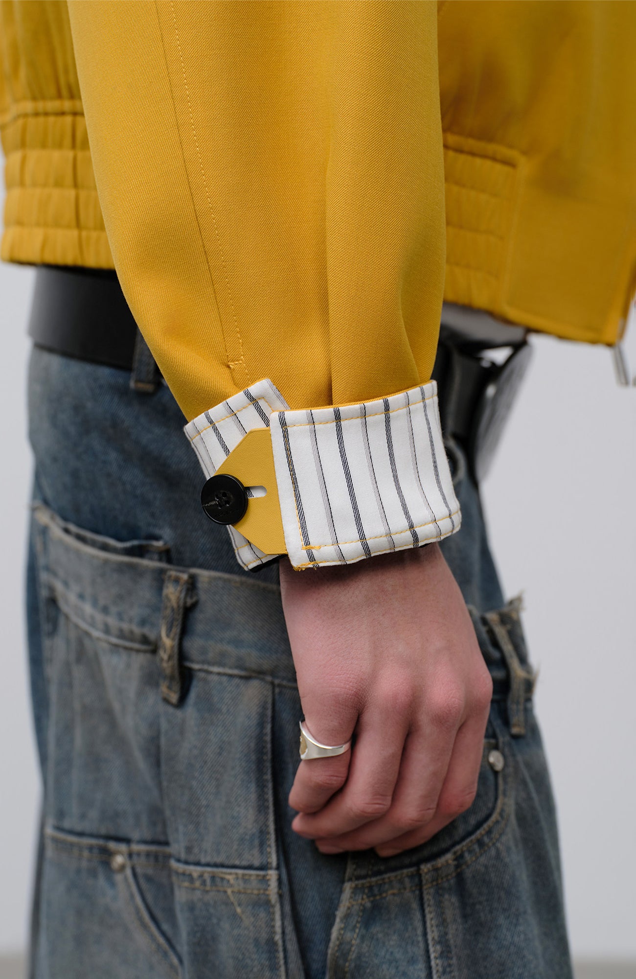 FACEONLAB Cropped Harrington Zip Jacket Yellow, premium urban and streetwear designers apparel on PROJECTISR.com, FACEONLAB