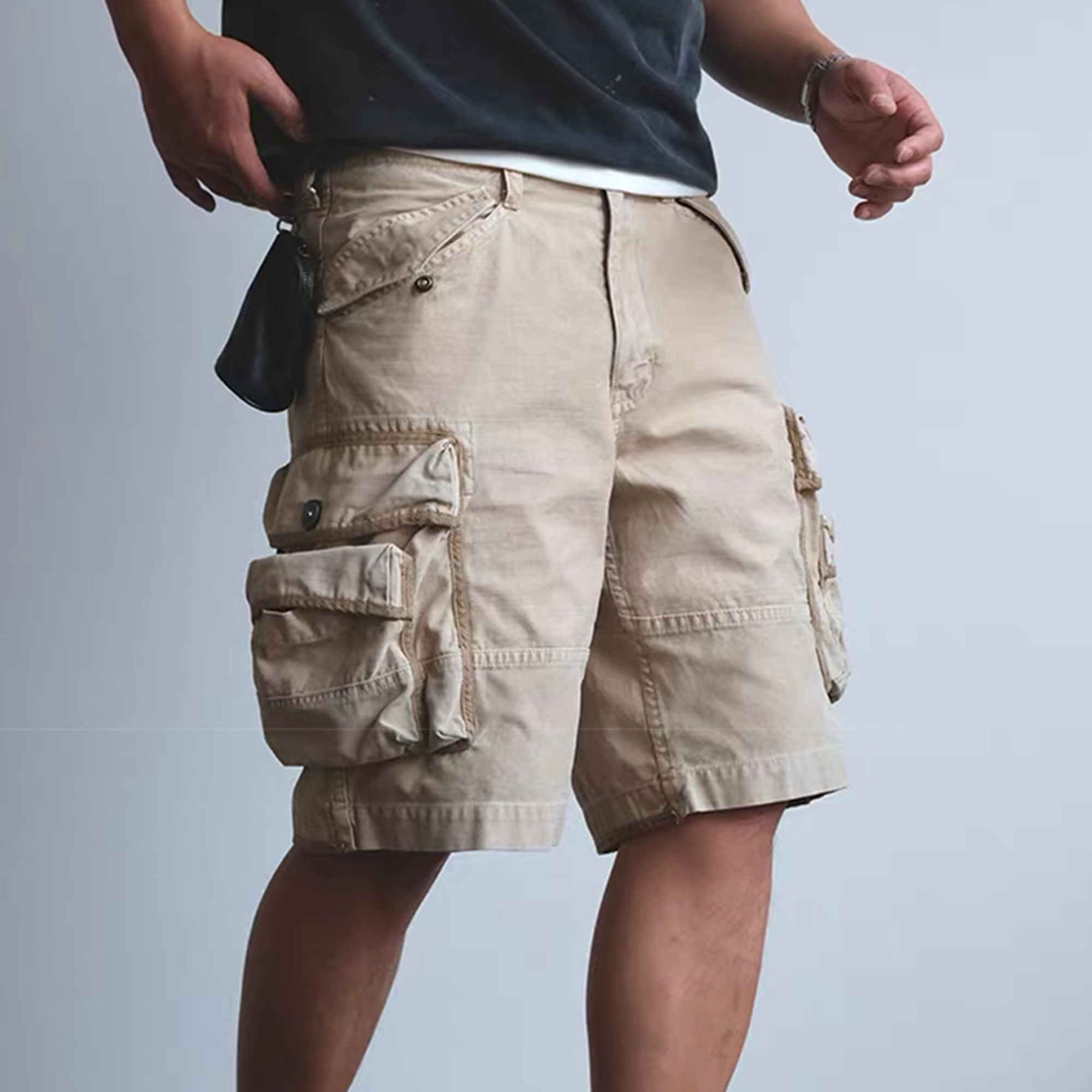 NEIGBORL Washed Multi-Pocket Cargo Shorts