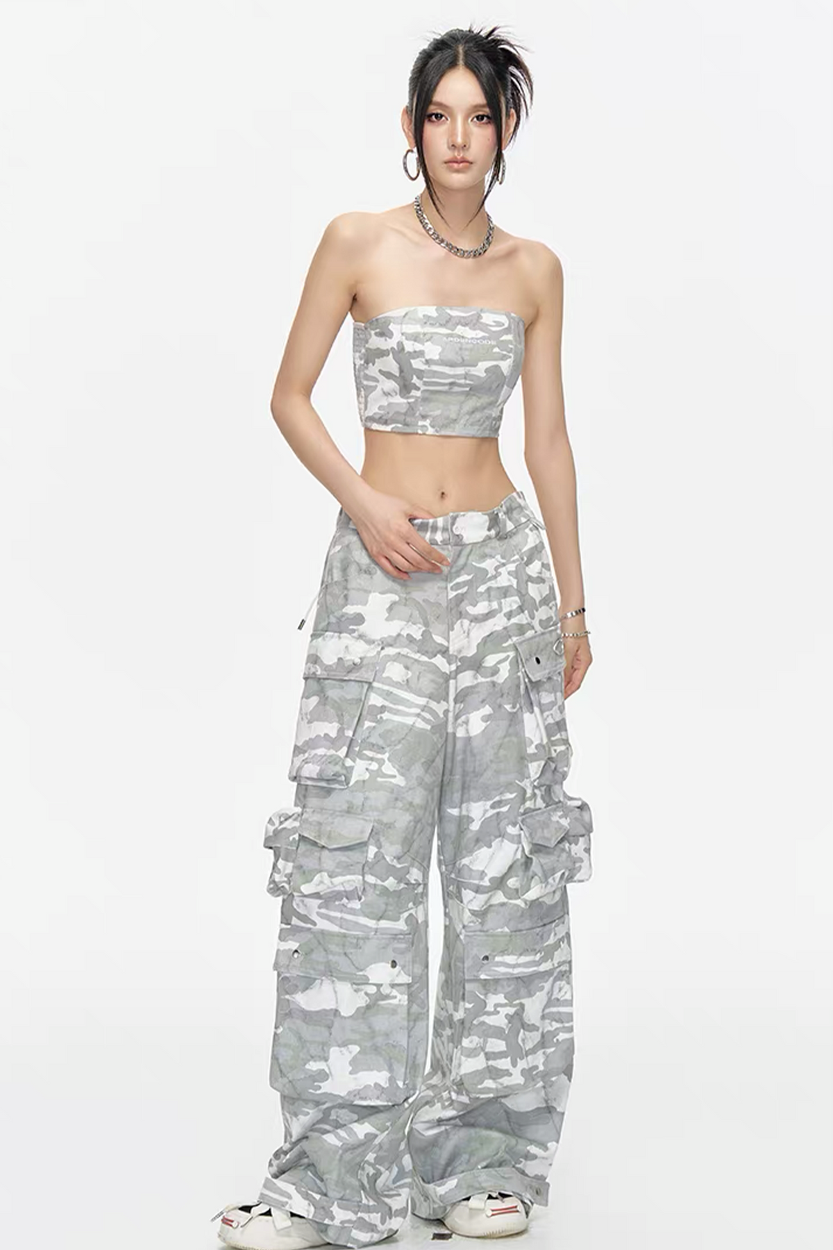 ARDENCODE Camo Multi-Pocket Wide-Leg Cargo Pants, premium urban and streetwear designers apparel on PROJECTISR.com, ARDENCODE