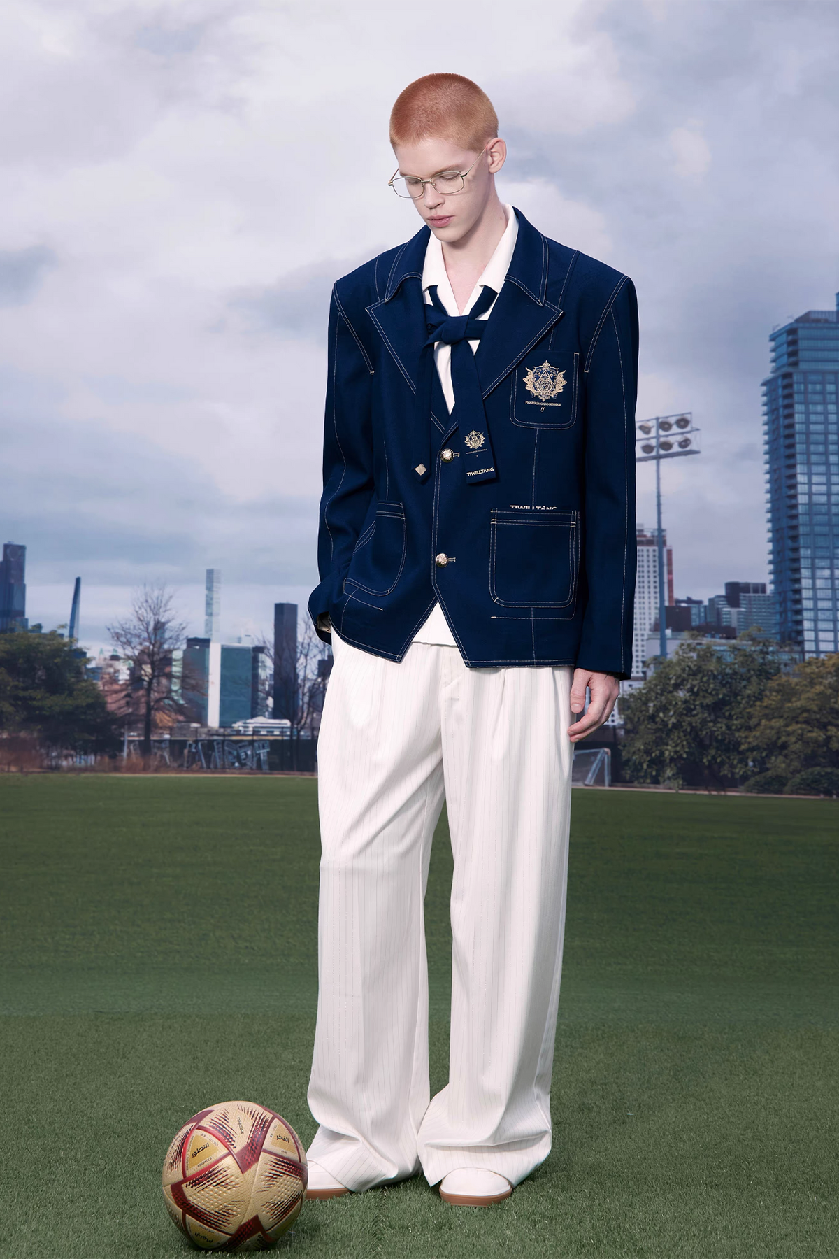 TIWILLTANG Embroidered Badge Lapel Jacket