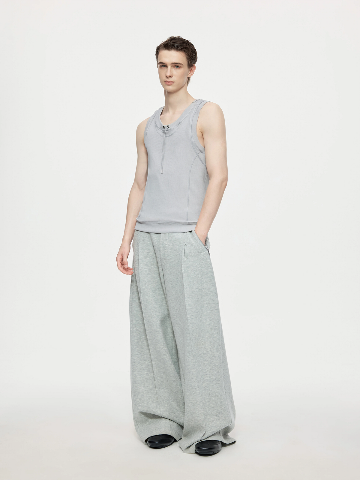TIWILLTANG Deconstructed Matte Wool-Blend Slouch Pants