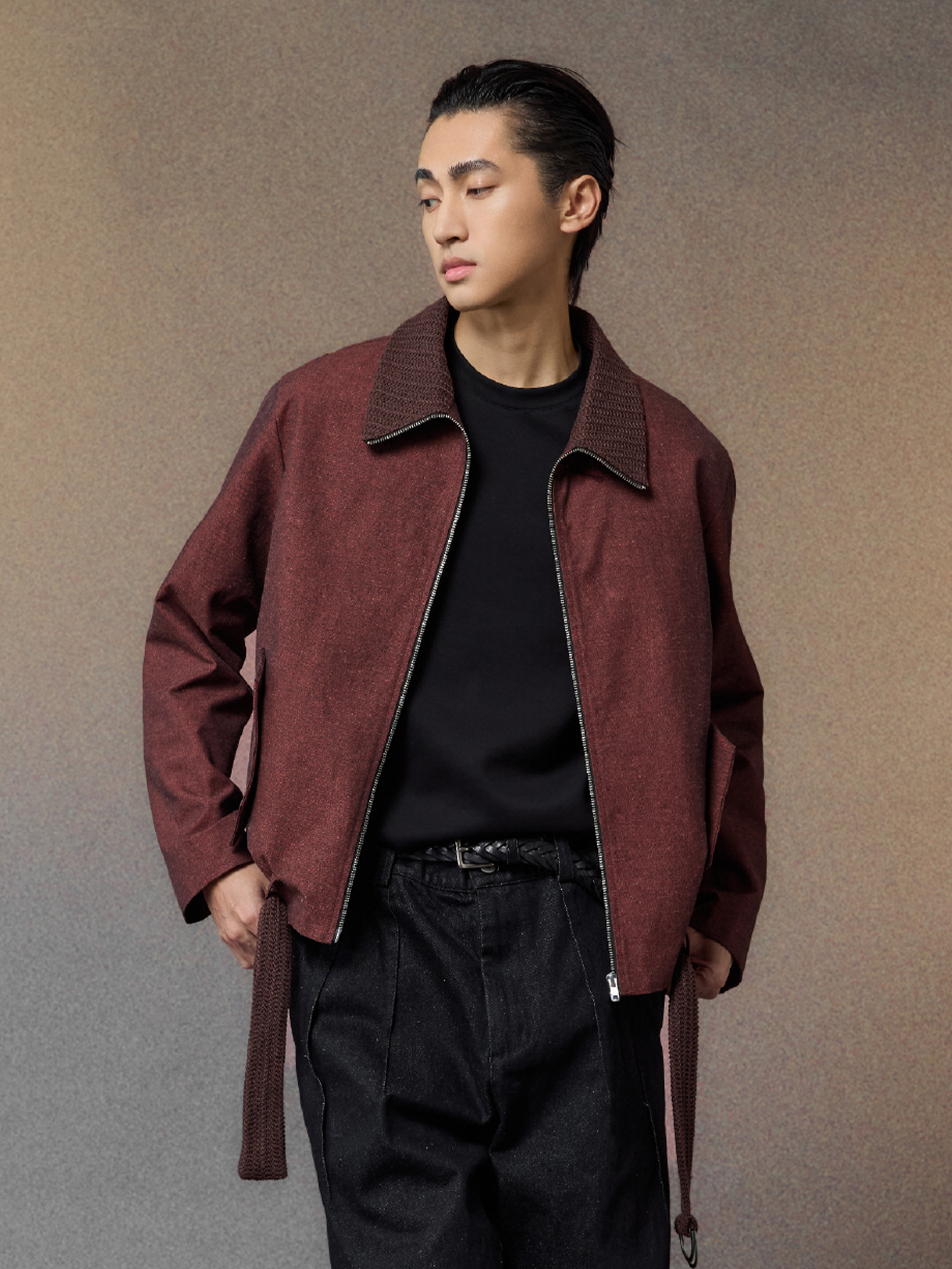 ALVNG AR ANTS Linen-Blend Draped-Belted Jacket, premium urban and streetwear designers apparel on PROJECTISR.com, ALVNG AR ANTS