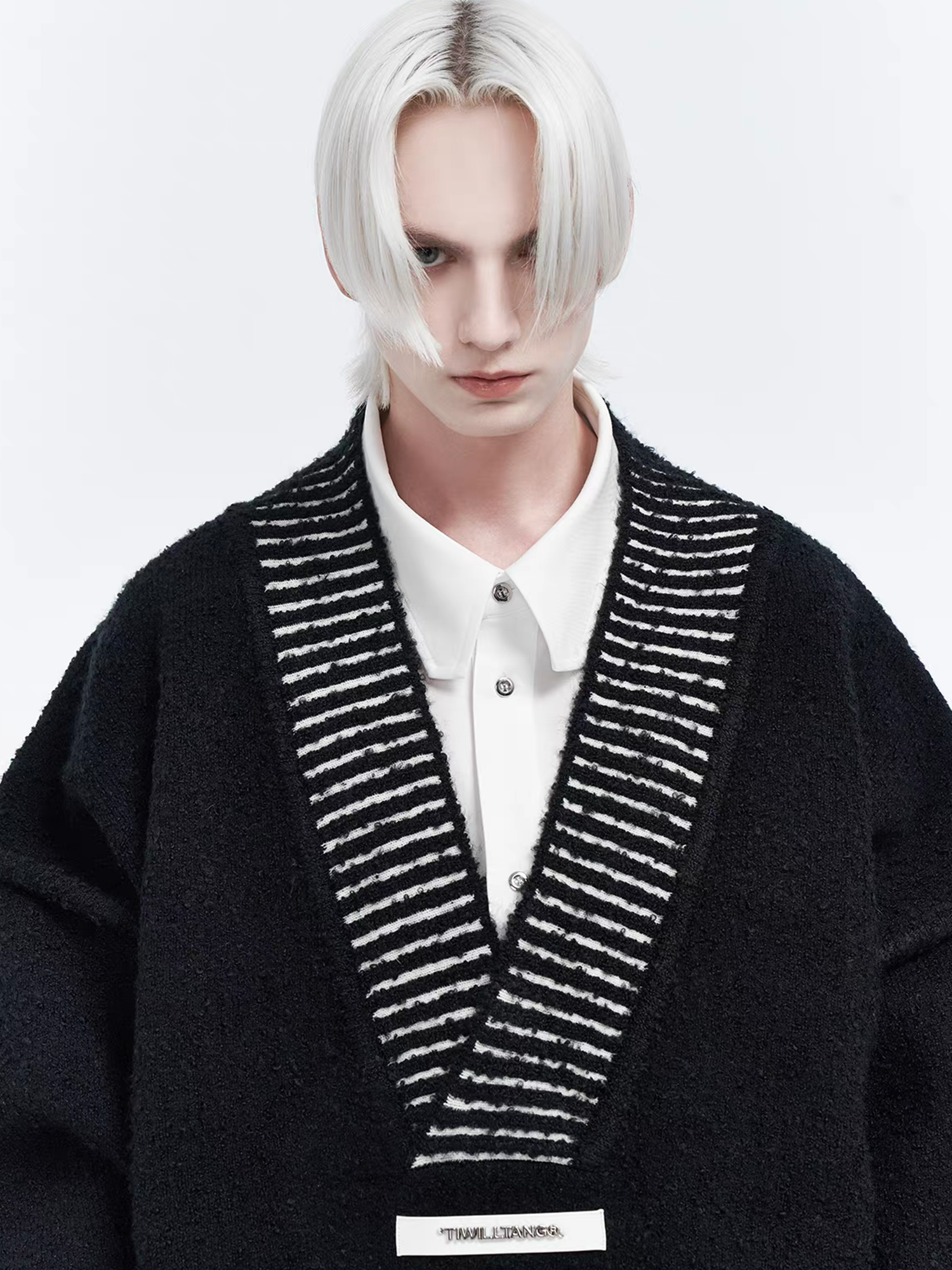 TIWILLTANG Retro Oversized V-Neck Sweater, premium urban and streetwear designers apparel on PROJECTISR.com, TIWILLTANG