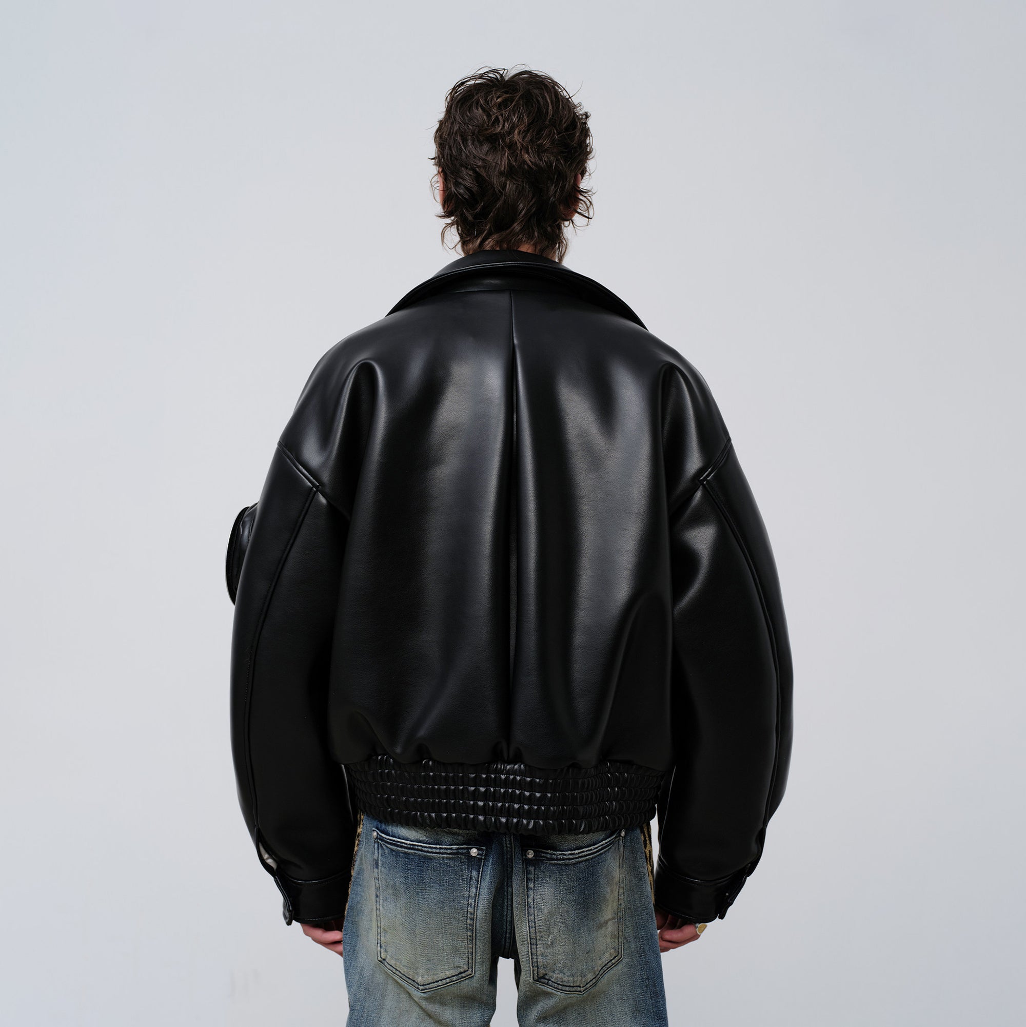 FACEONLAB Arm-Patched Bomber Oversized Jacket