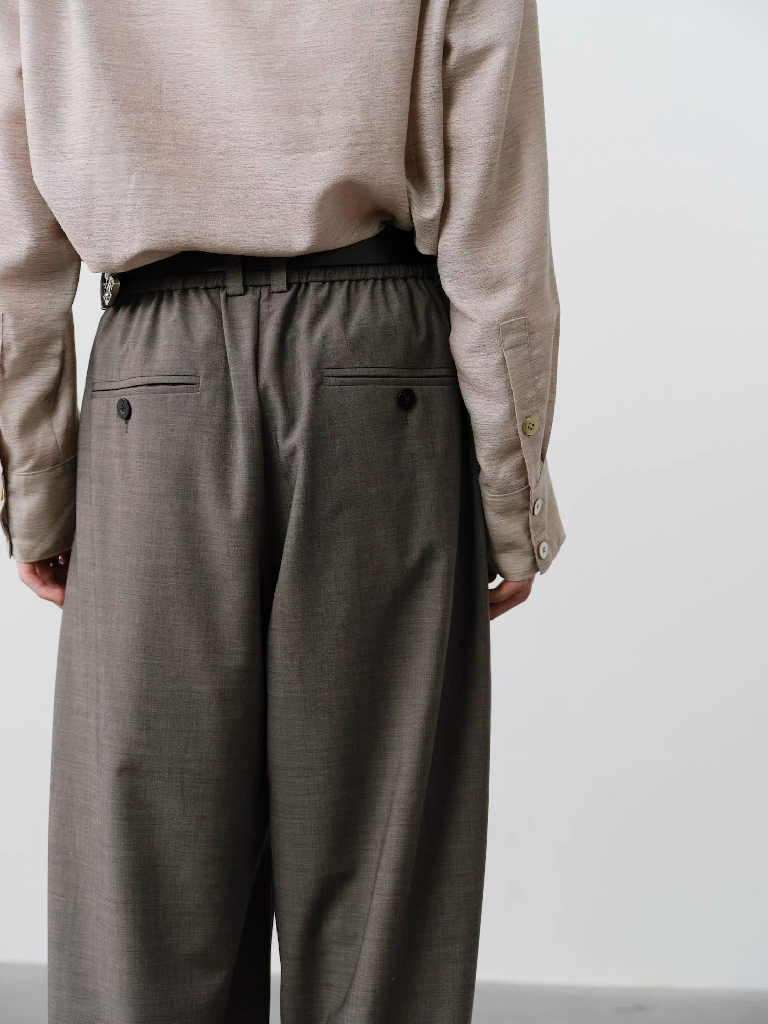 GRAINMUSTARD Retro Patch Pocket Pleated High-Waist Trousers, premium urban and streetwear designers apparel on PROJECTISR.com, GRAINMUSTARD