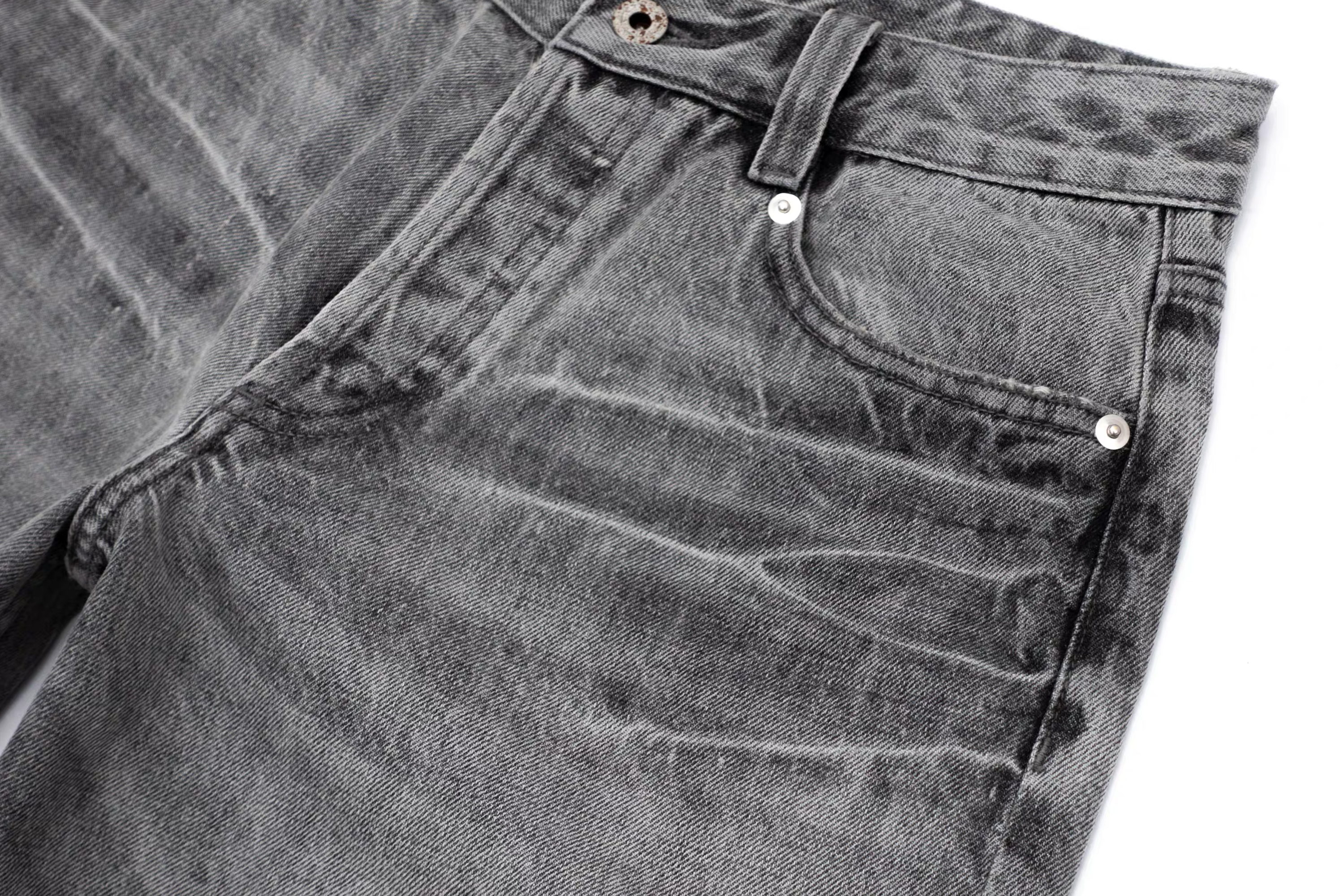 IN EXISTENCE x i Washed Lightning Fade Wide-Leg Jeans Gray, premium urban and streetwear designers apparel on PROJECTISR.com, IN EXISTENCE