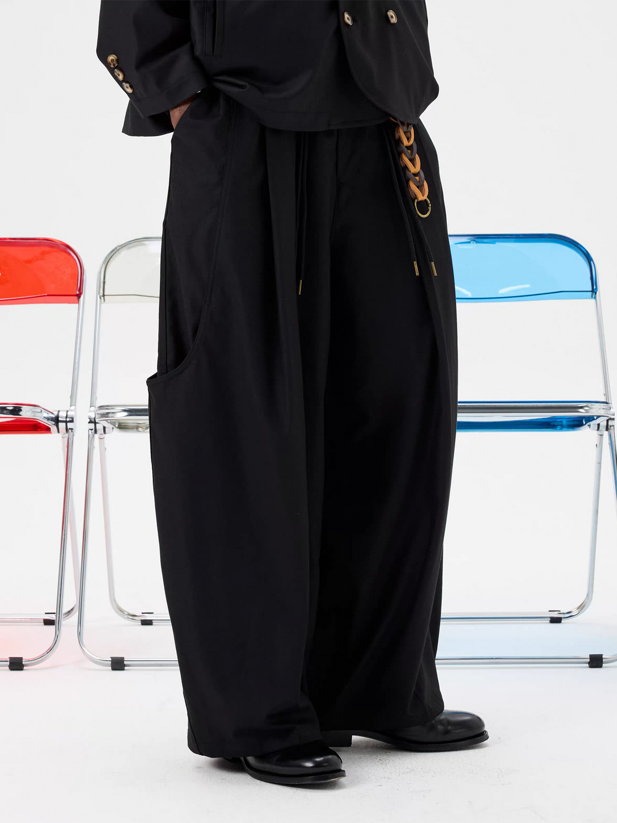 UNLIMITED MOTE Striped Wide-Leg Balloon Pants, premium urban and streetwear designers apparel on PROJECTISR.com, UNLIMITED MOTE