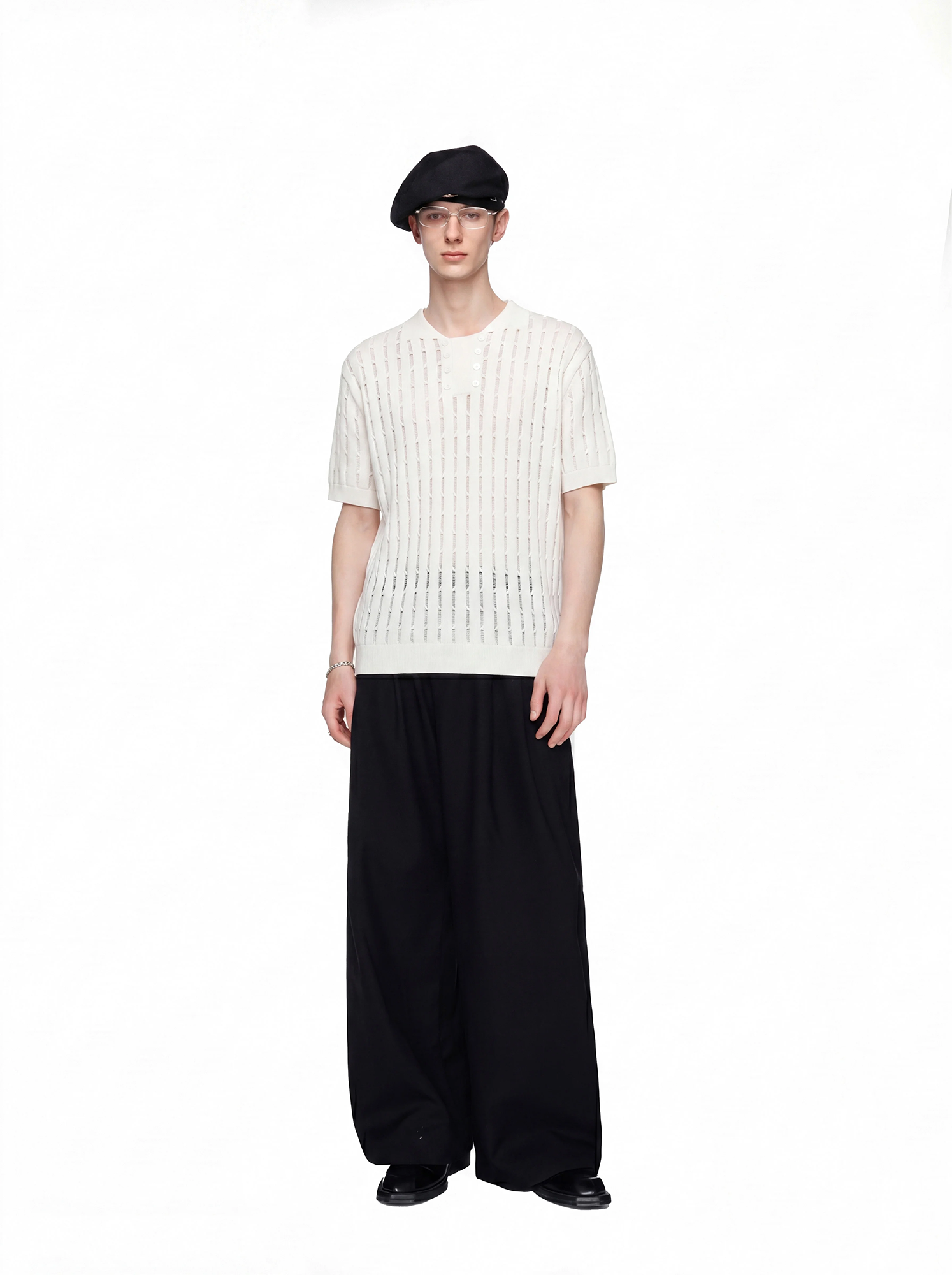 TIWILLTANG Essential Openwork Knitted T Shirt