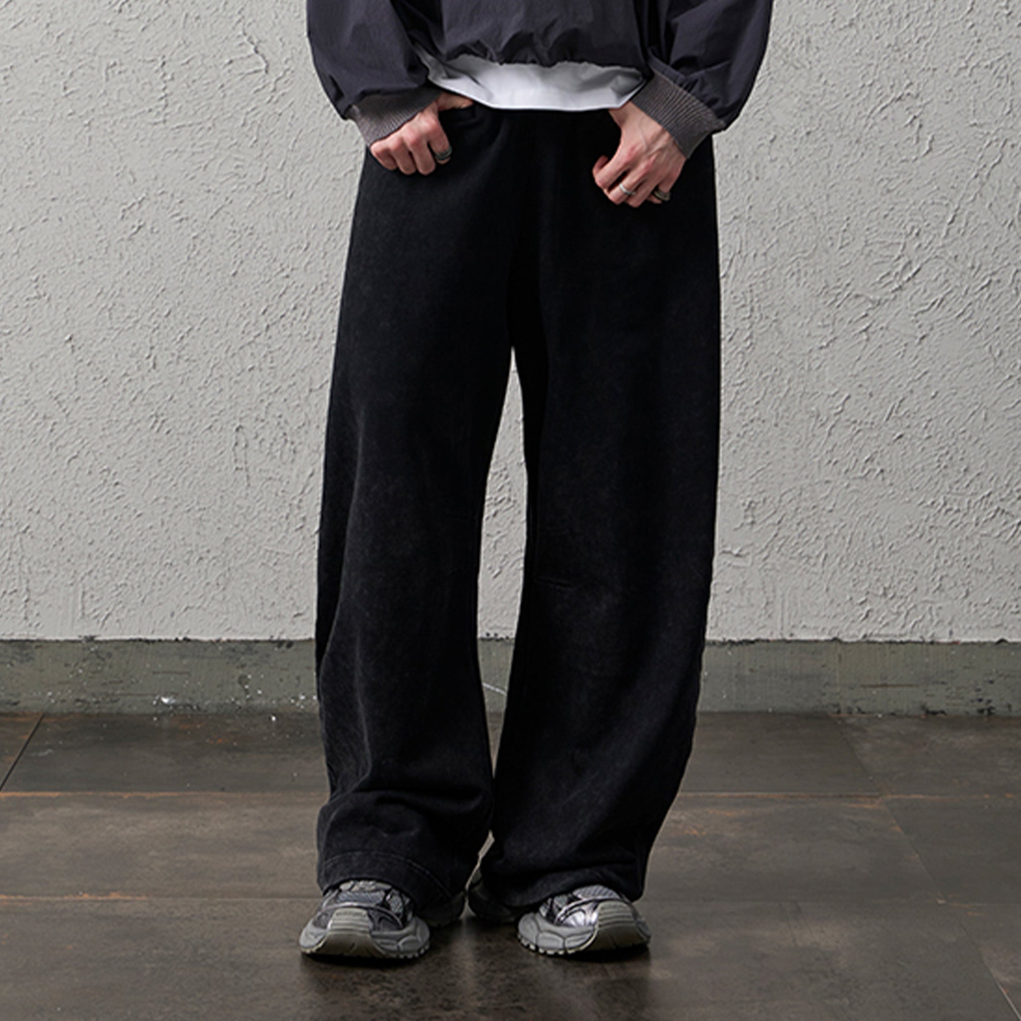 ORGANIC EMOTION Waxed-Wash Oversized Curved Pants, premium urban and streetwear designers apparel on PROJECTISR.com, ORGANIC EMOTION