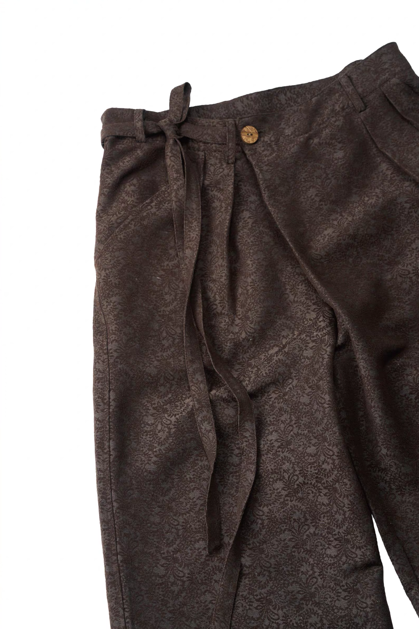 GONGHE REPUB Damask Jacquard Wrap-Tie Pants, premium urban and streetwear designers apparel on PROJECTISR.com, GONGHE REPUB