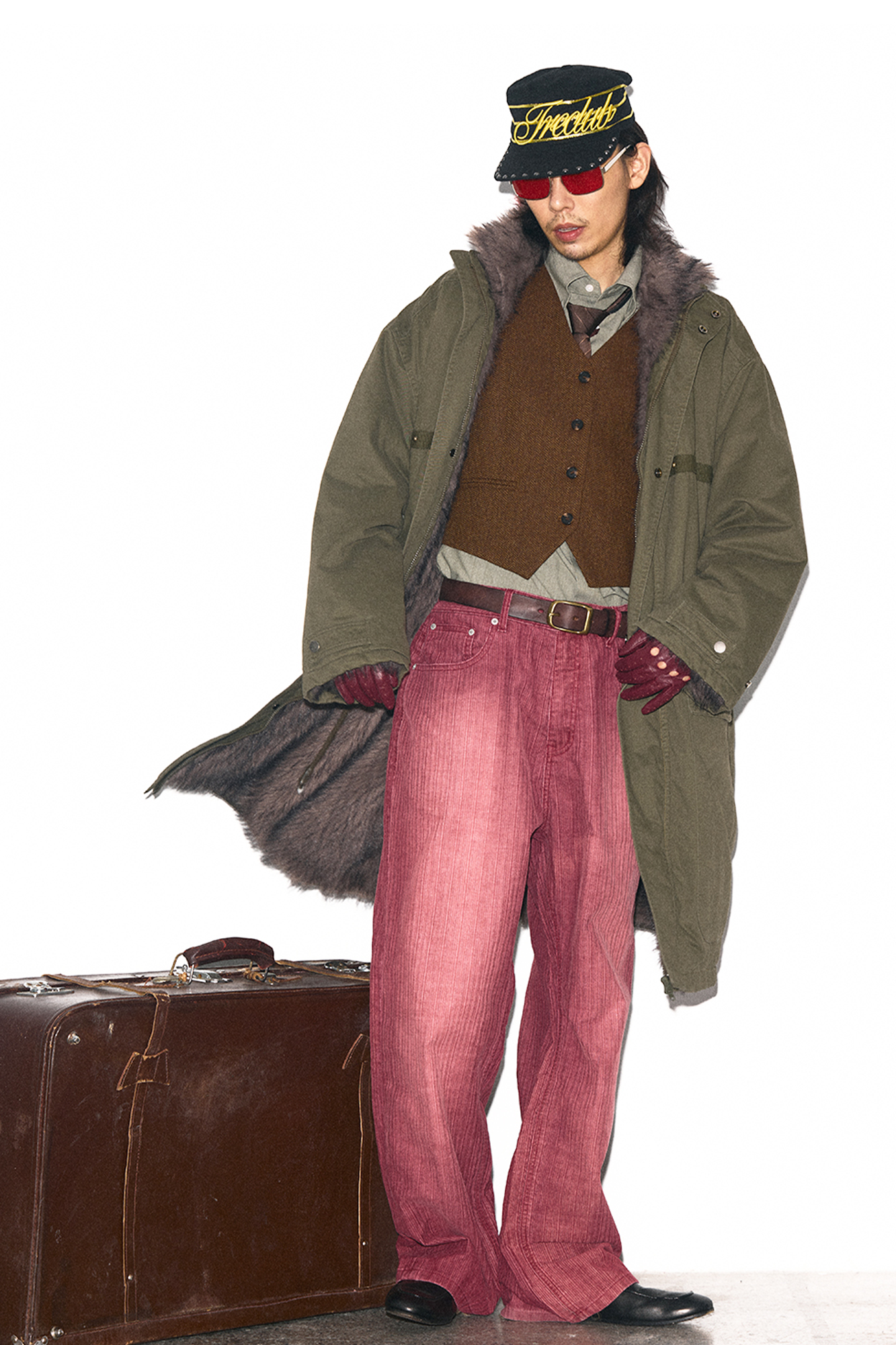 TRECLUB Retro Faux Fur Lining Oversized Parka