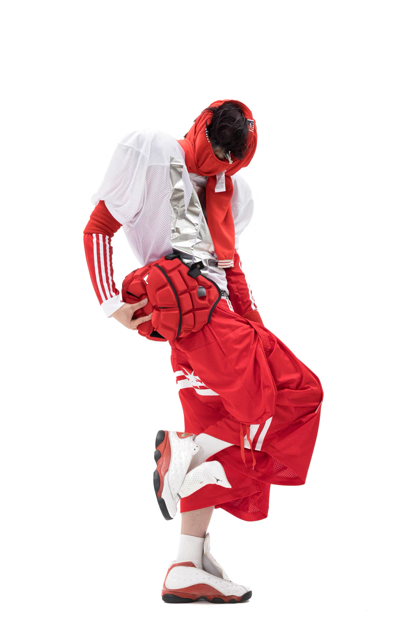 VANGUARDIA Sagging Mesh Layered Sport Shorts