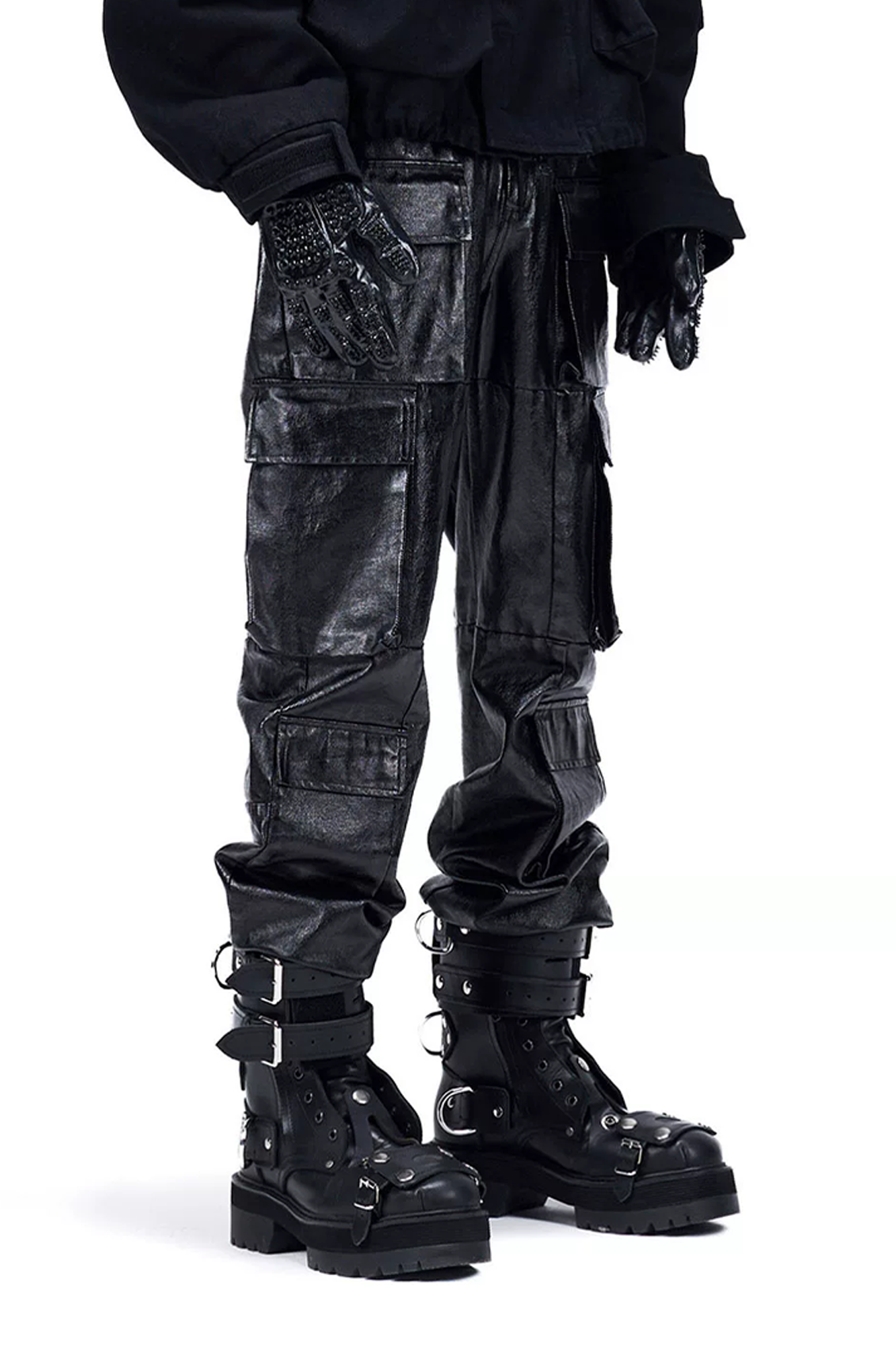VANGUARDIA Coated Multi-Pocket Straight-Leg Pants
