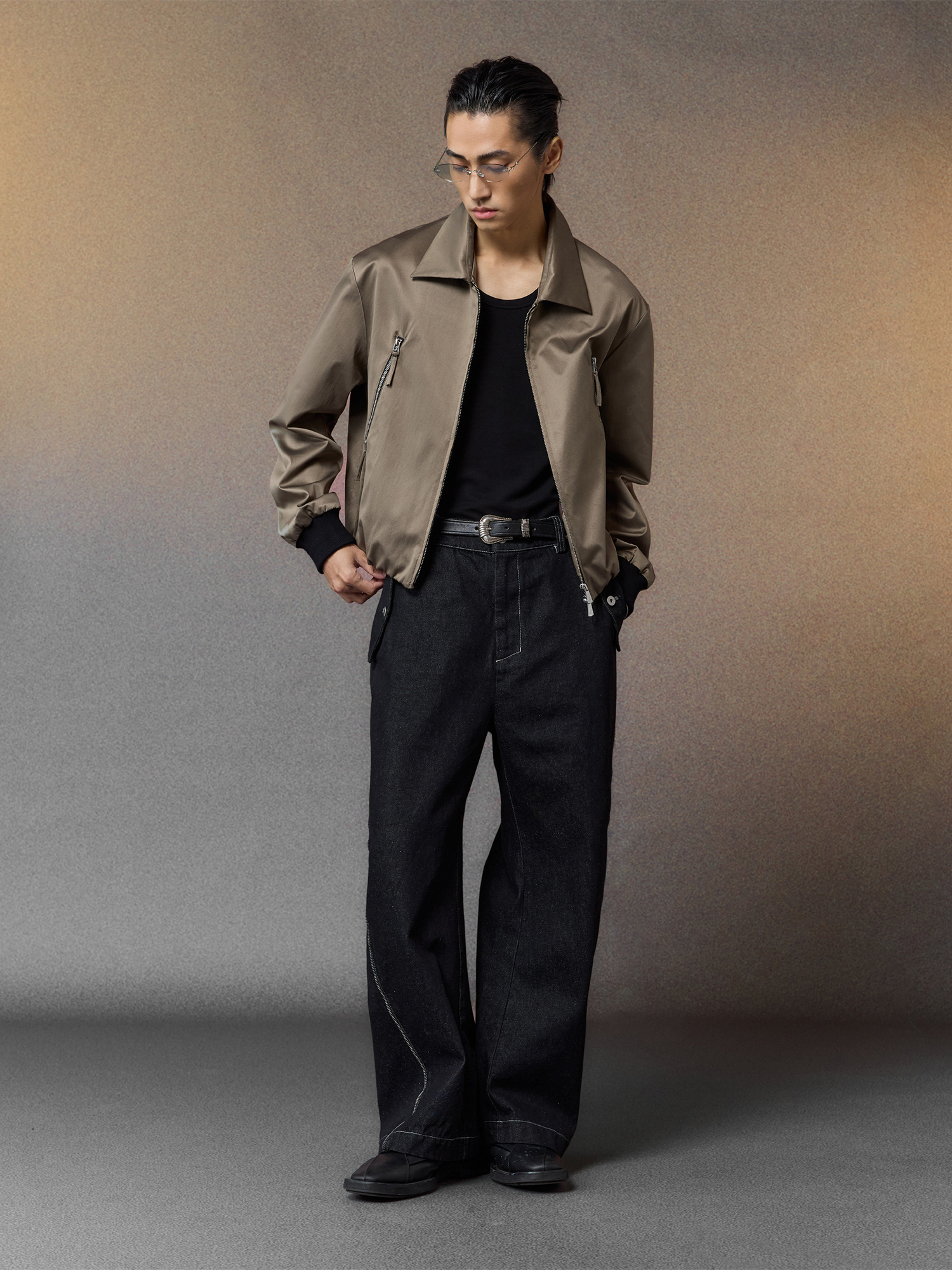 ALVNG AR ANTS Ruched-Sleeve Dual-Zips Bomber Jacket, premium urban and streetwear designers apparel on PROJECTISR.com, ALVNG AR ANTS