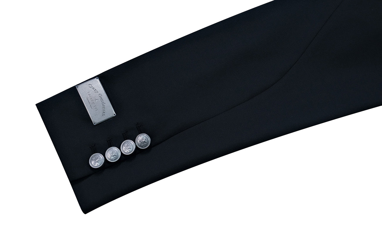 FACEONLAB Stand-Collar Metal-Shoulder Blazer Black, premium urban and streetwear designers apparel on PROJECTISR.com, FACEONLAB