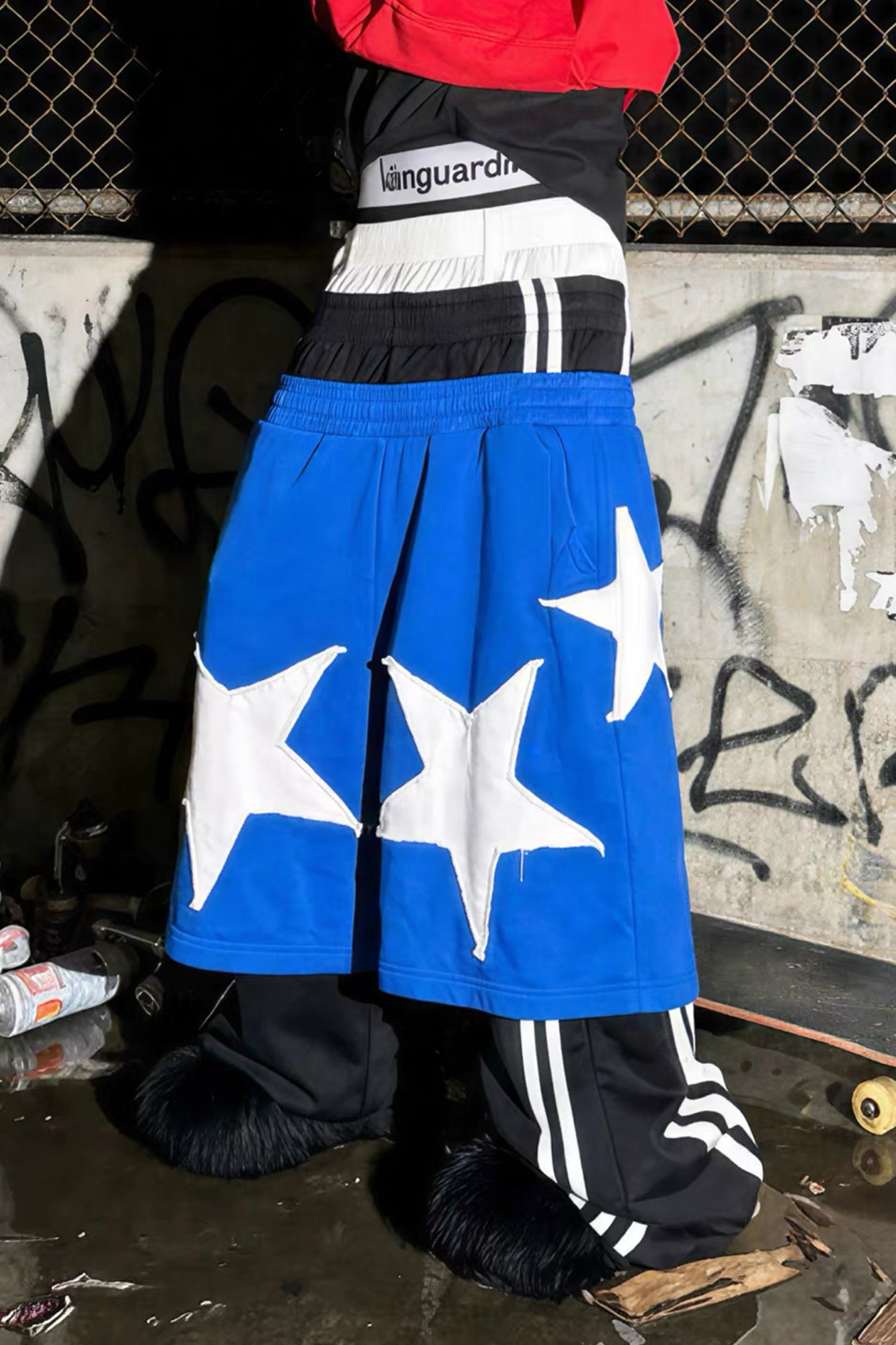 VANGUARDIA Triple-Waistband Spliced Wide-Leg Sweatpants