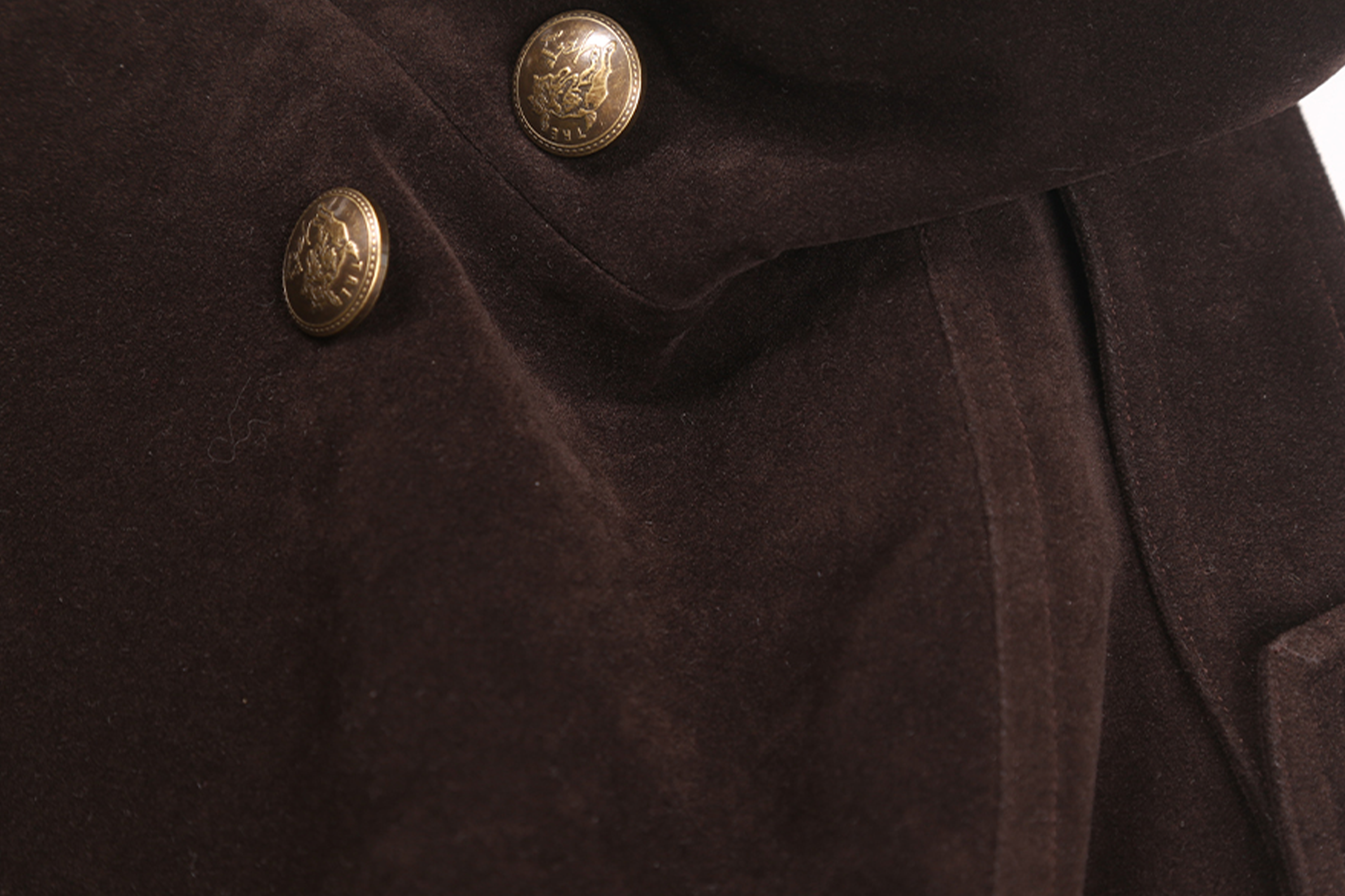 TRECLUB Velvet Double-Breasted Short Trench Jacket