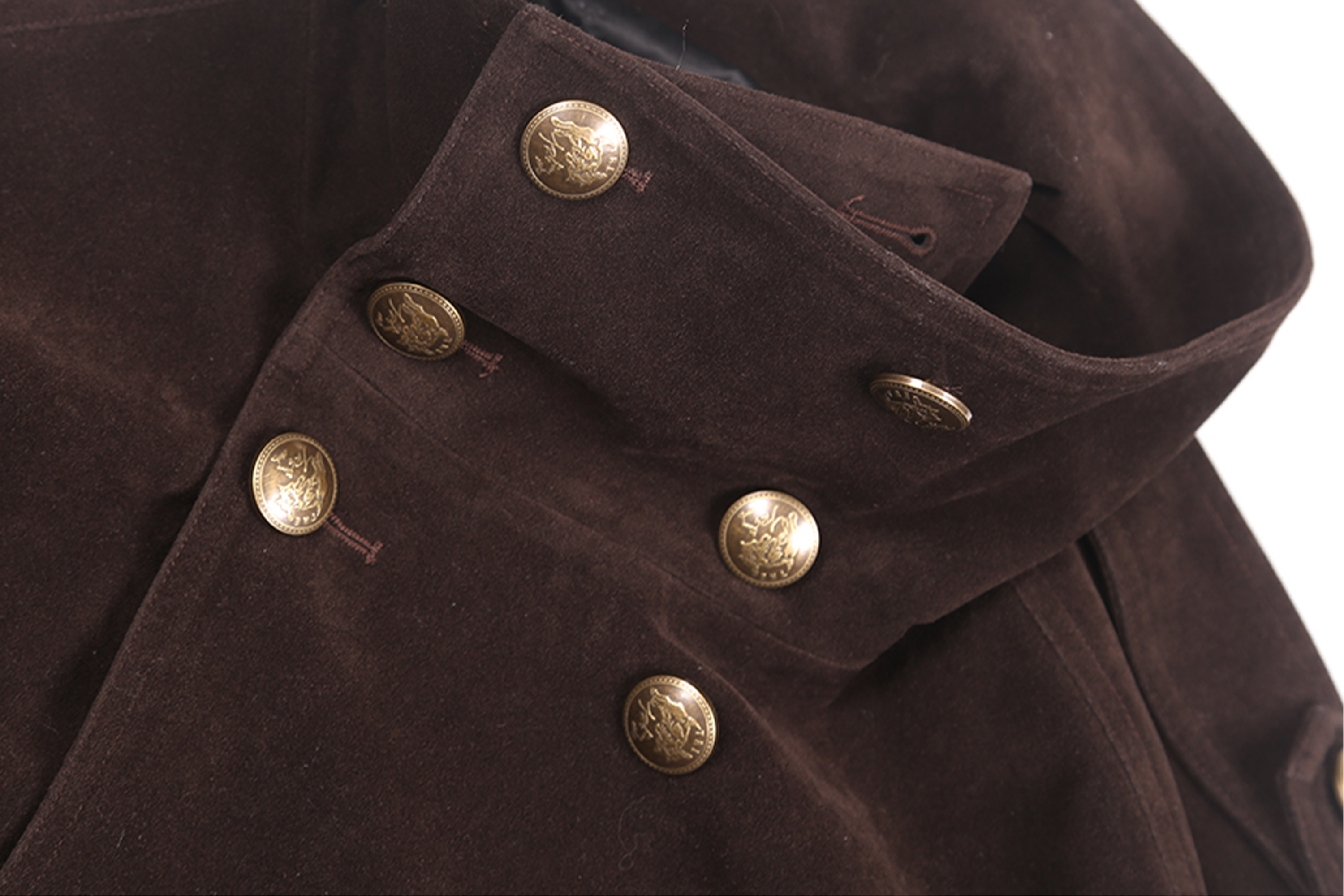 TRECLUB Velvet Double-Breasted Short Trench Jacket